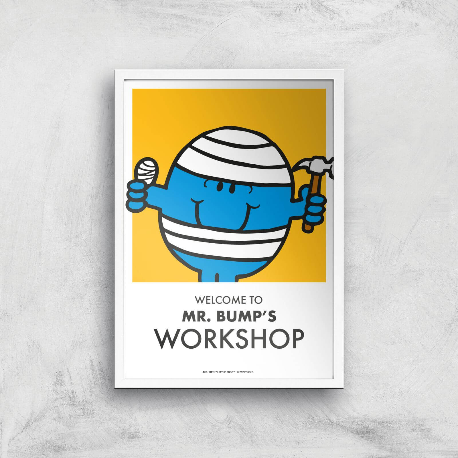 Mr Men & Little Miss Mr. Bump's Workshop Giclee Art Print - A3 - White Frame