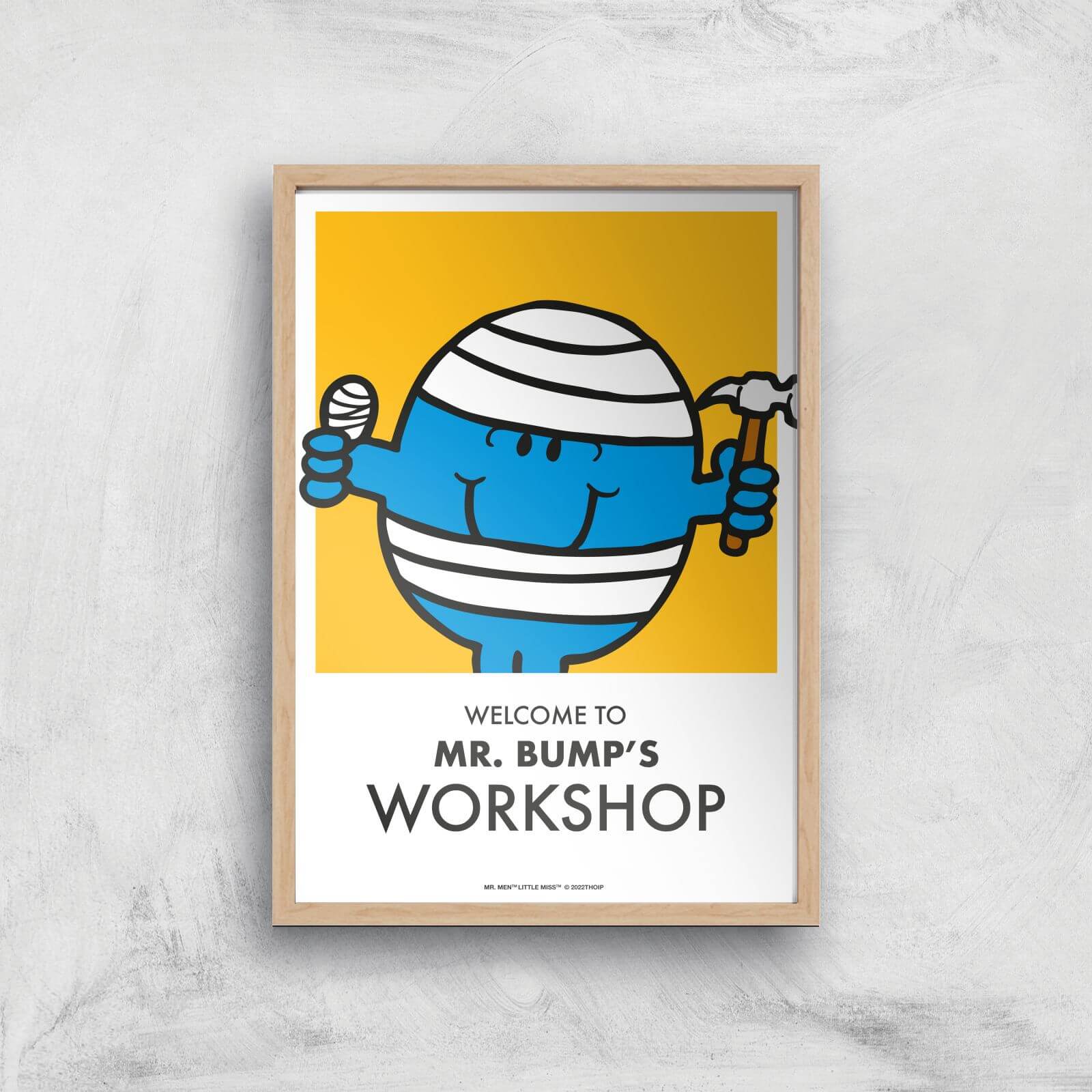Mr Men & Little Miss Mr. Bump's Workshop Giclee Art Print - A2 - Wooden Frame