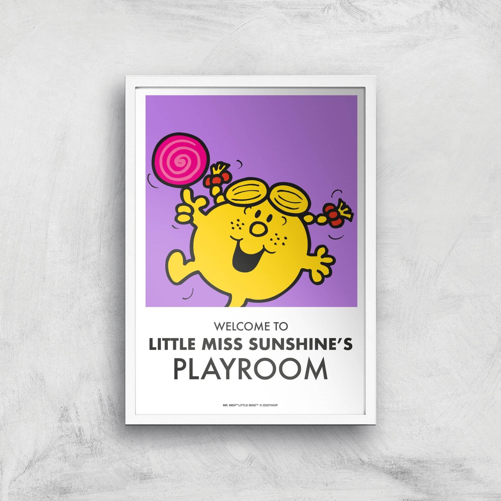 Mr Men & Little Miss Little Miss Sunshine's Playroom Giclee Art Print - A4 - White Frame