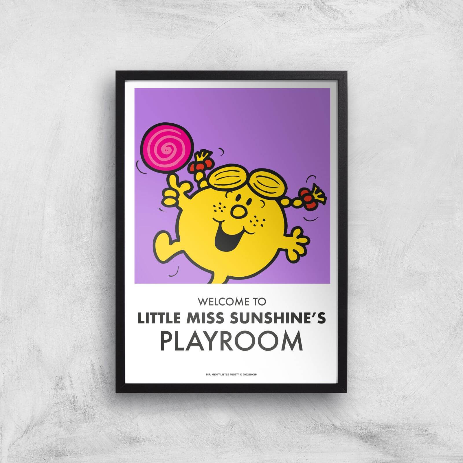 Mr Men & Little Miss Little Miss Sunshine's Playroom Giclee Art Print - A4 - Black Frame