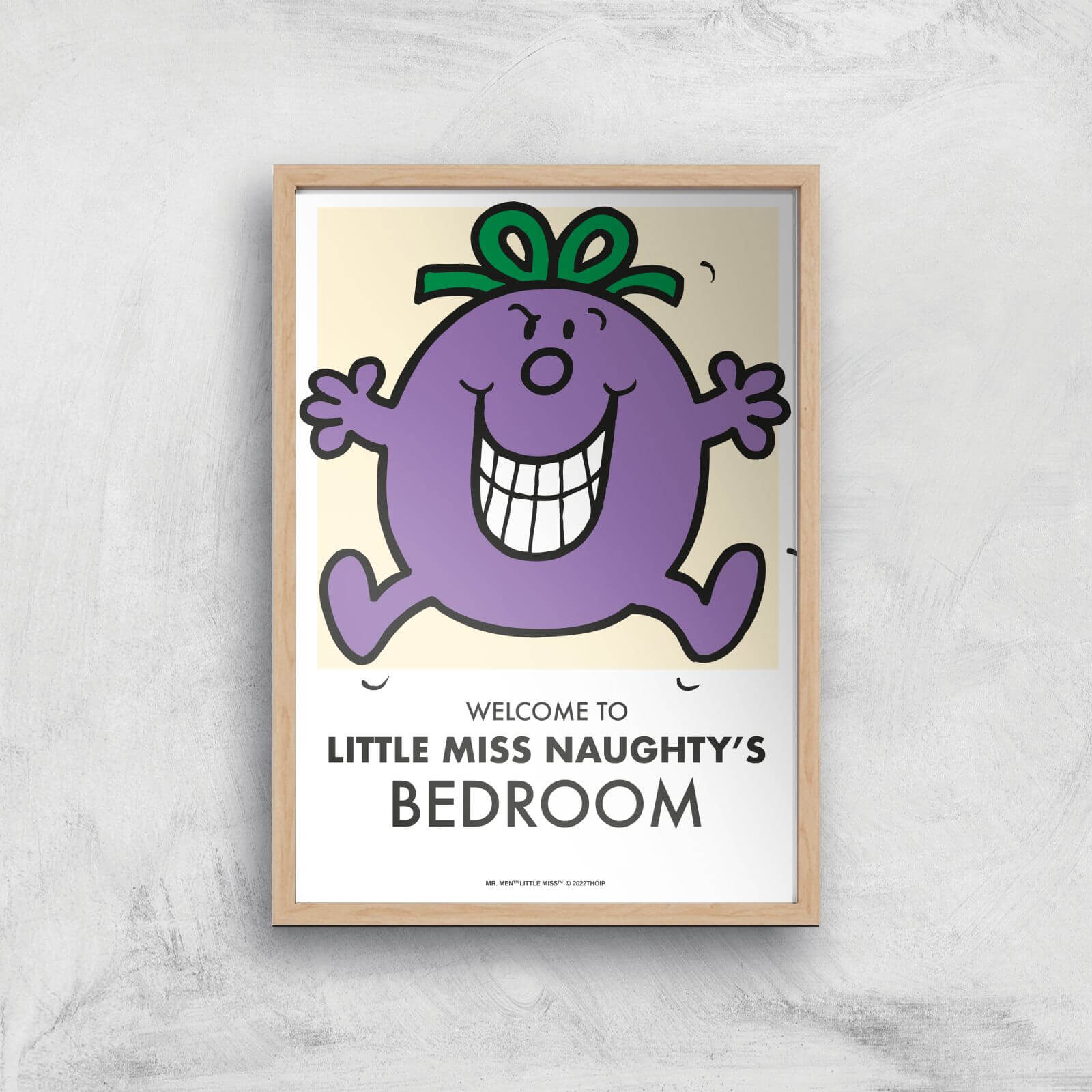 Mr Men & Little Miss Little Miss Naughty's Bedroom Giclee Art Print - A4 - Wooden Frame