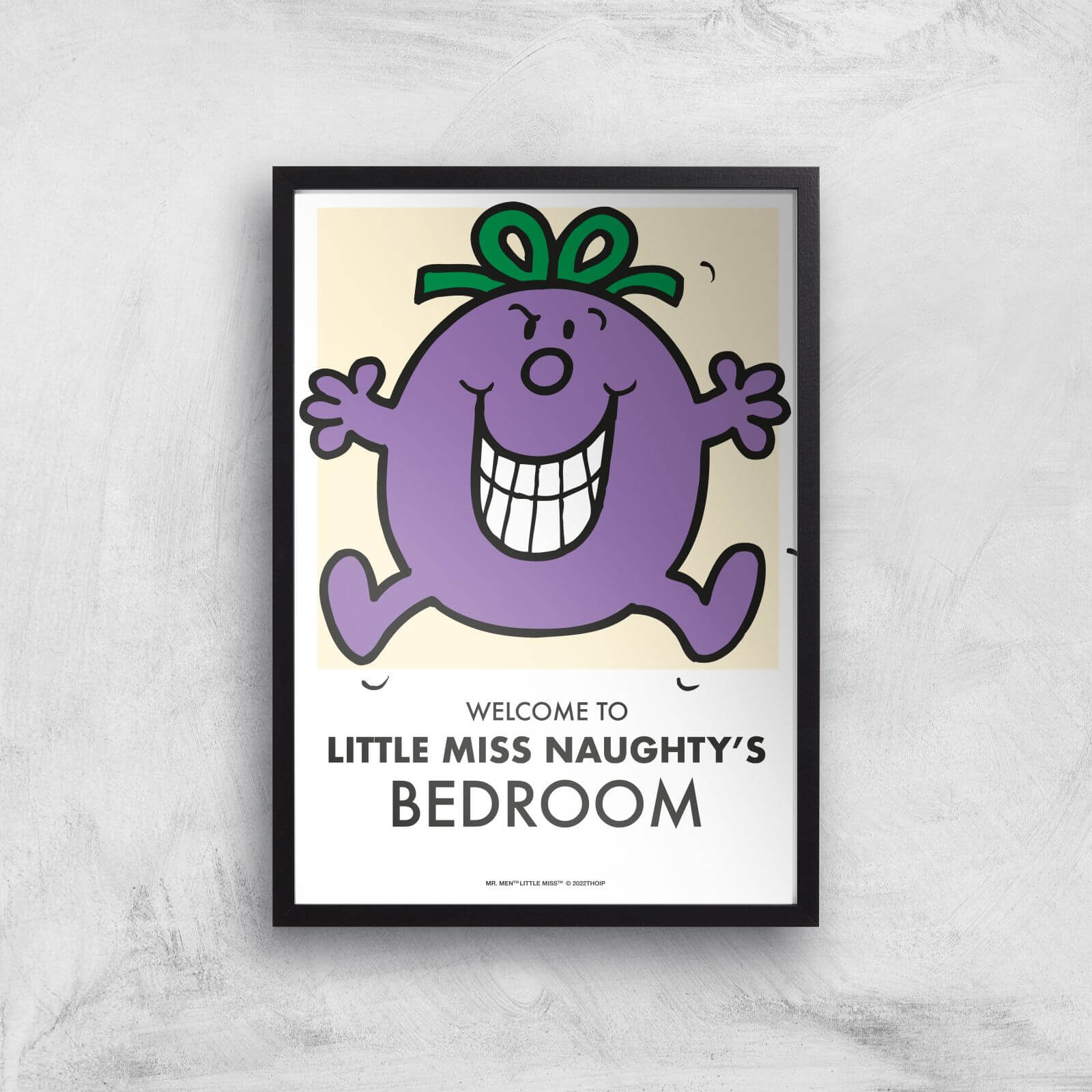 Mr Men & Little Miss Little Miss Naughty's Bedroom Giclee Art Print - A4 - Black Frame