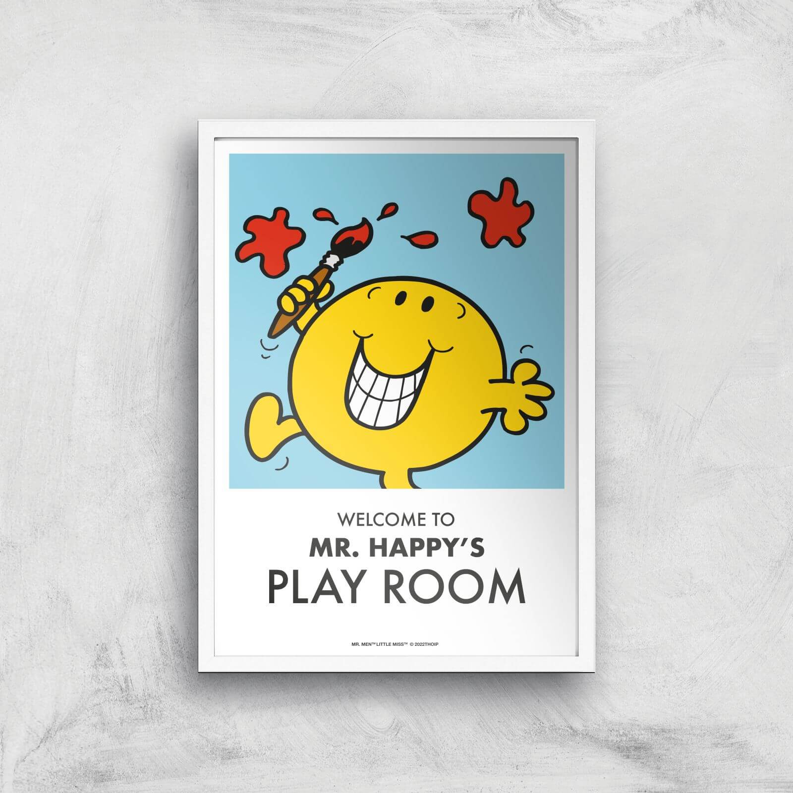 Mr Men & Little Miss Mr. Happy's Play Room Giclee Art Print - A4 - White Frame