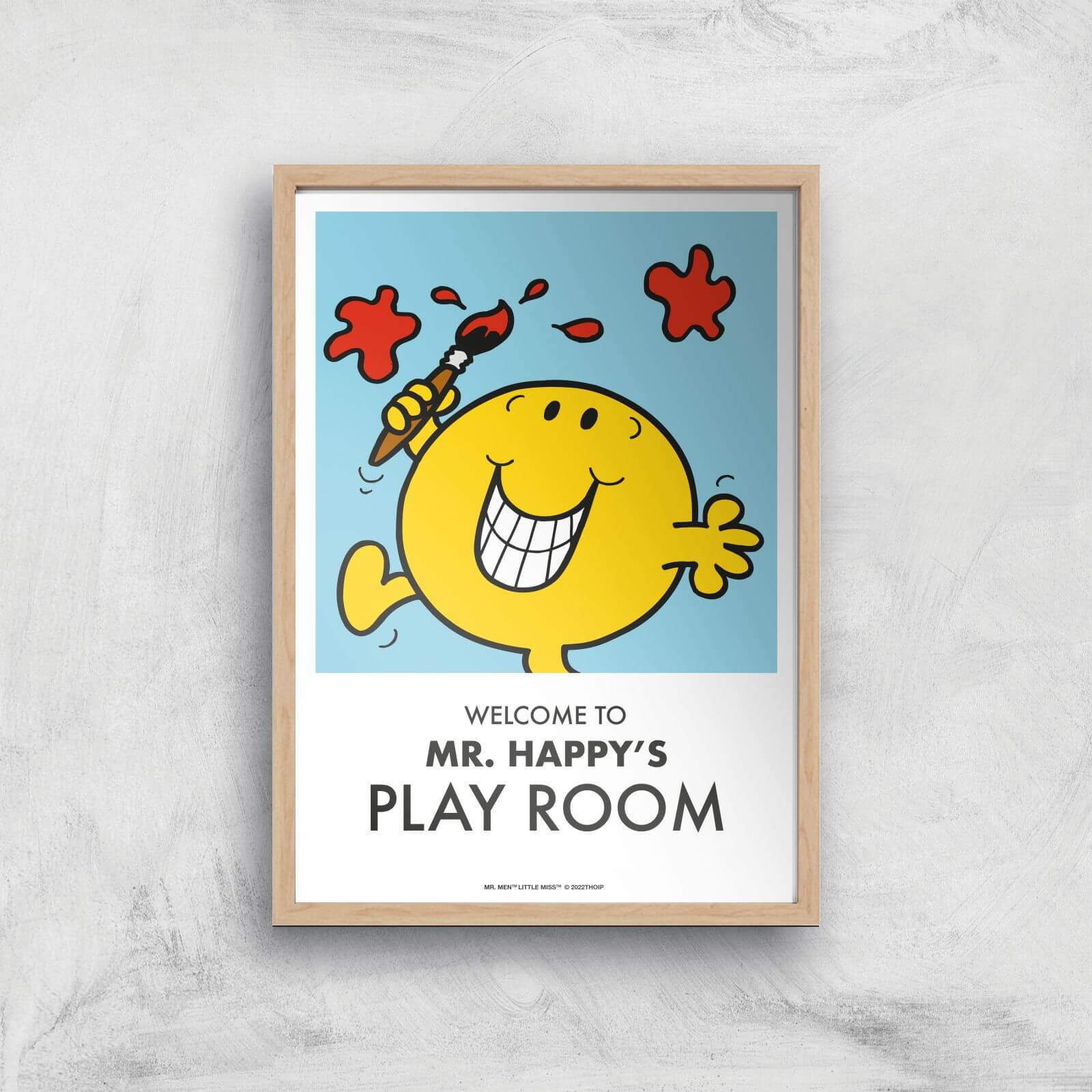 Mr Men & Little Miss Mr. Happy's Play Room Giclee Art Print - A3 - Wooden Frame