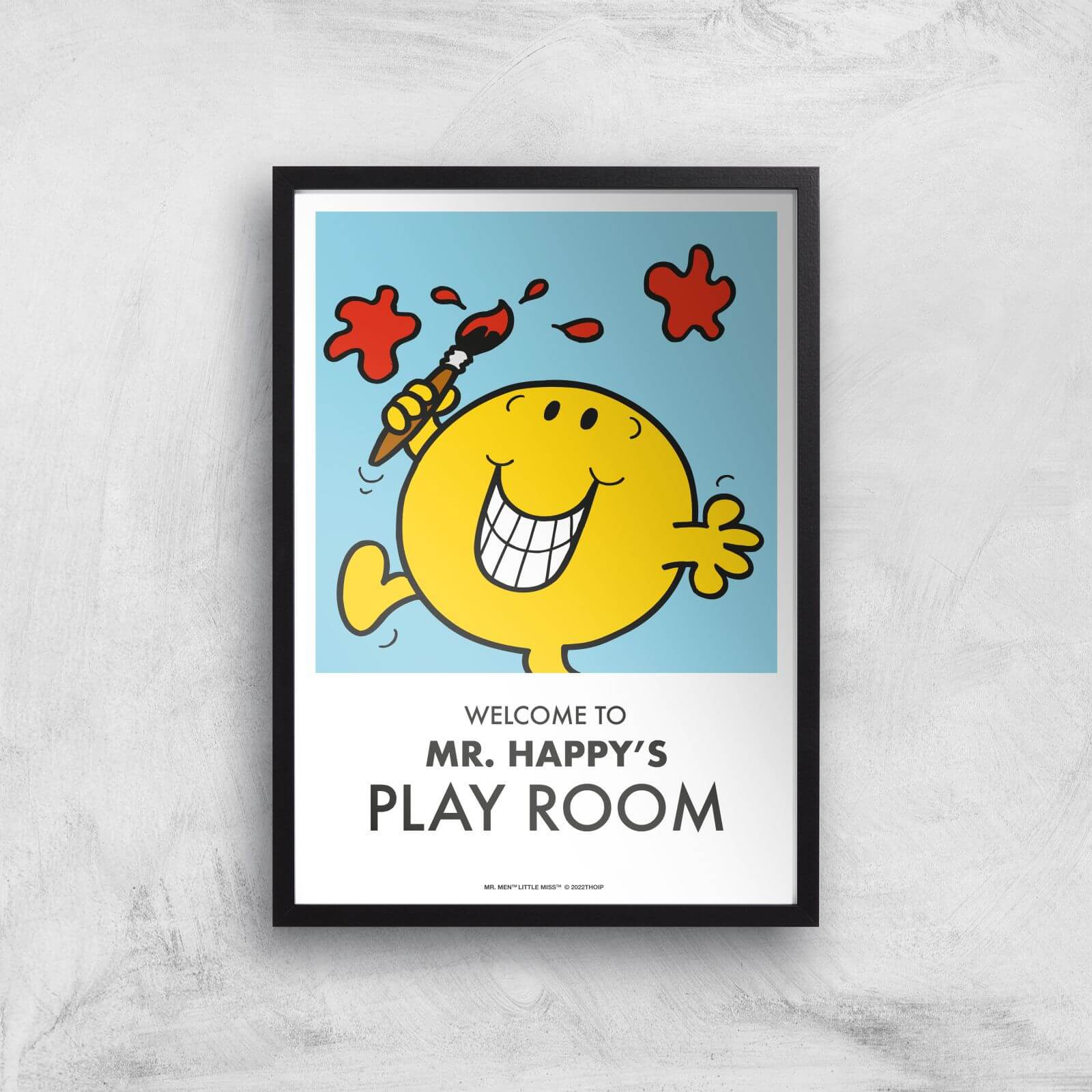 Mr Men & Little Miss Mr. Happy's Play Room Giclee Art Print - A2 - Black Frame