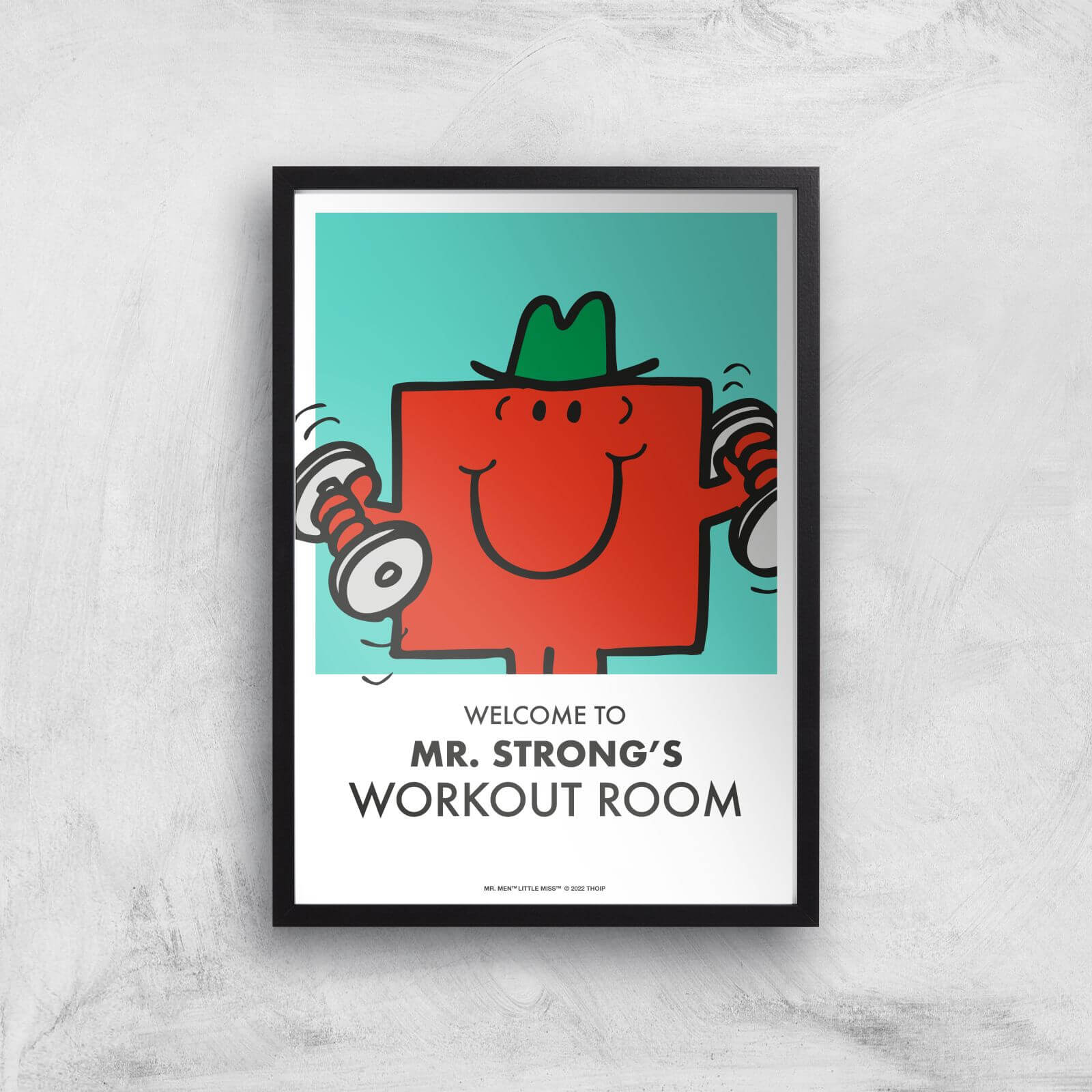 Mr Men & Little Miss Mr. Strong's Workout Room Giclee Art Print - A4 - Black Frame