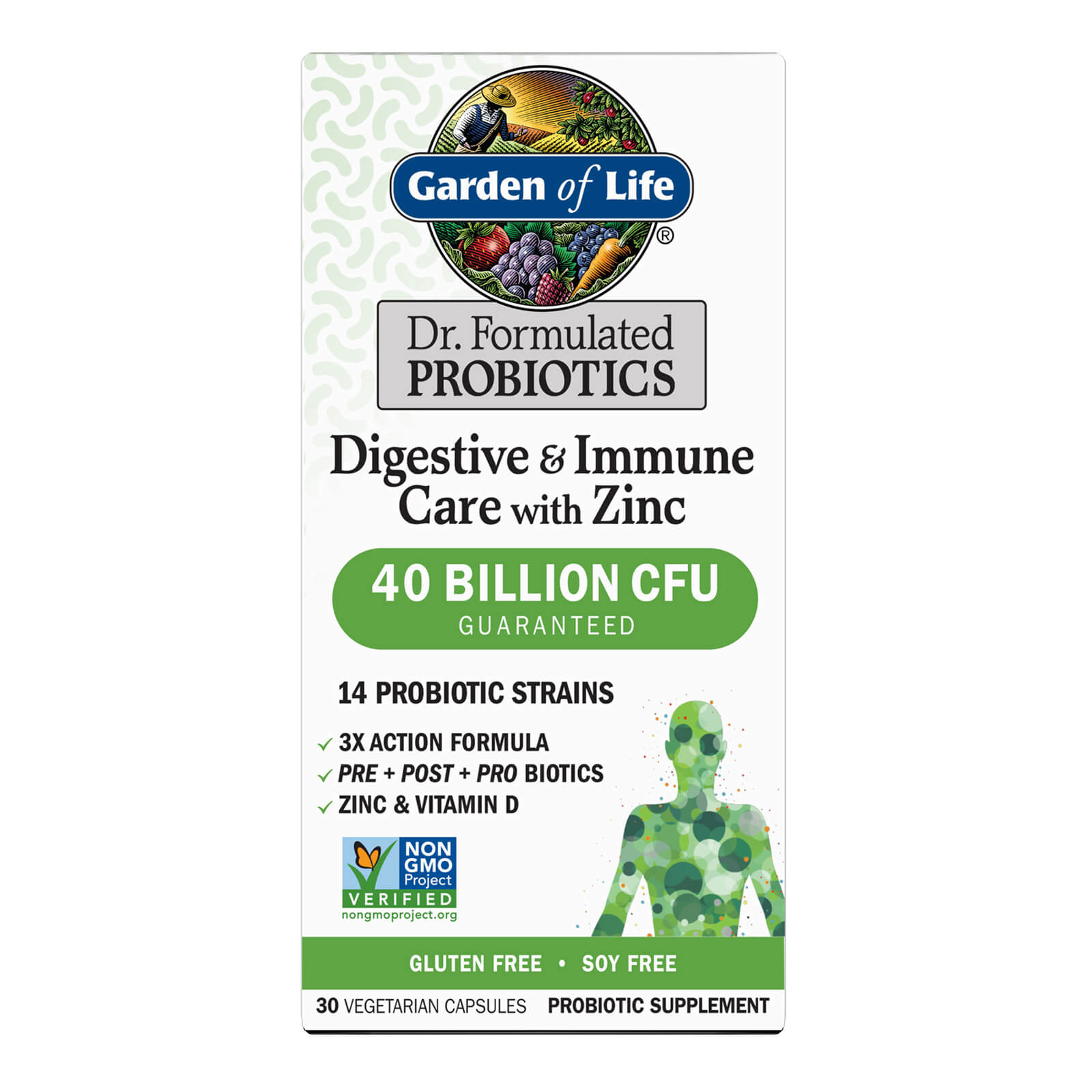 Microbiome Digestive and Immune Care with Zinc – 30 Capsules