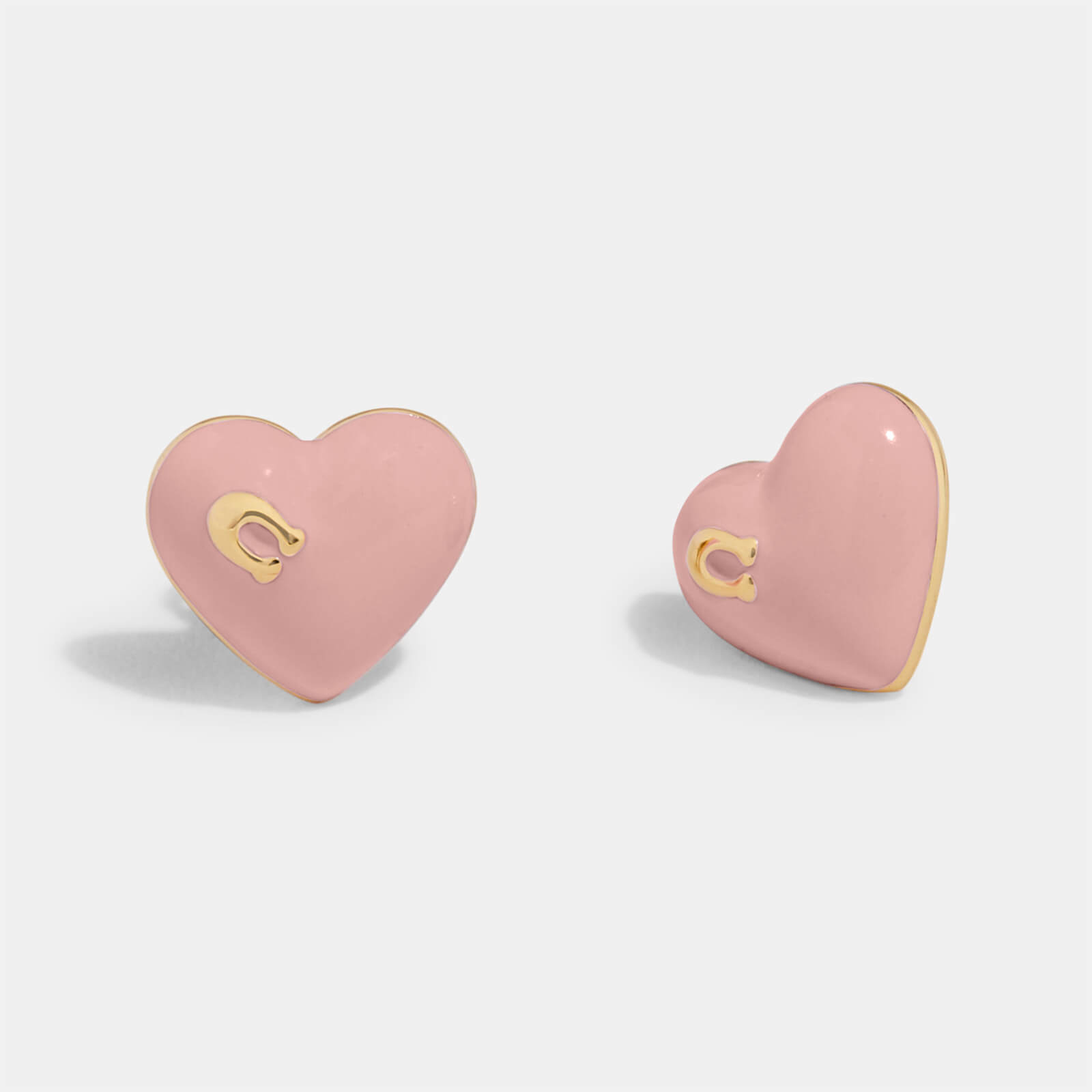 Coach Women's Enamel C Heart Stud Earrings - Gold/Pink Multi