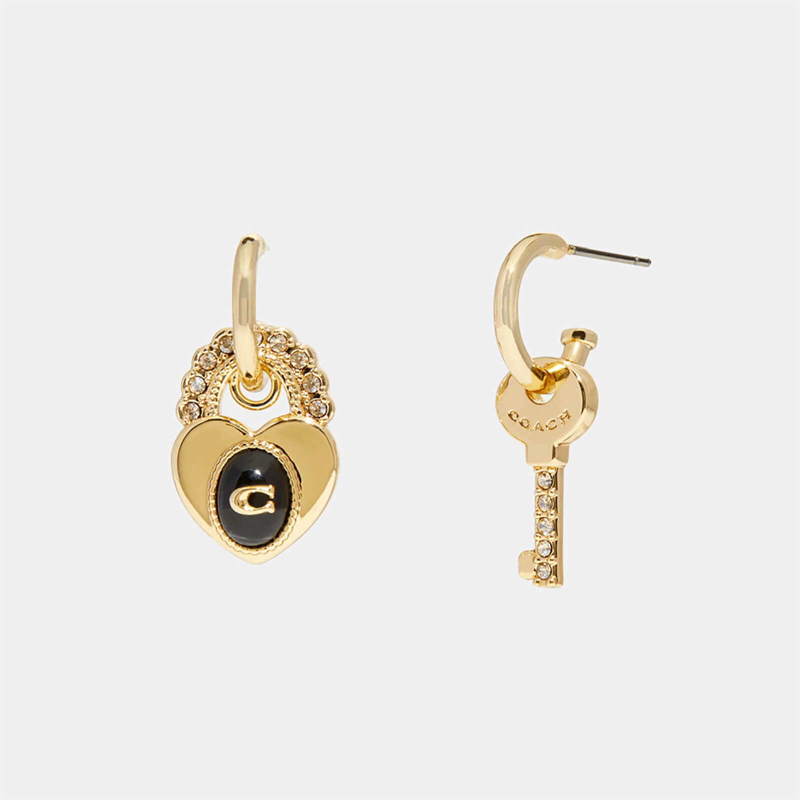 Coach Women's Heart Padlock and Key Earrings - Gold