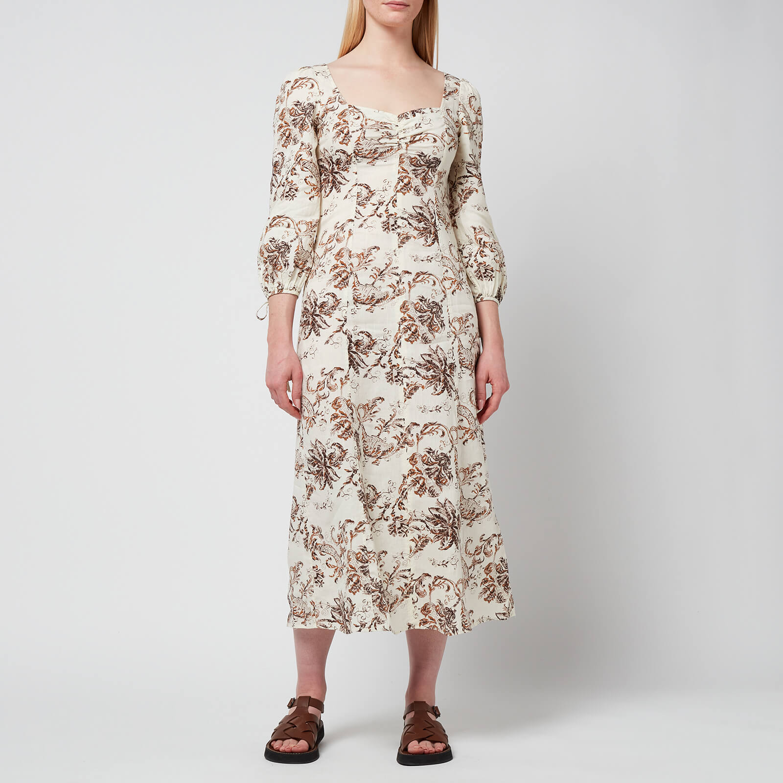 Whistles Women's Hallie Rococo Floral Linen Dress - Multi - UK 6