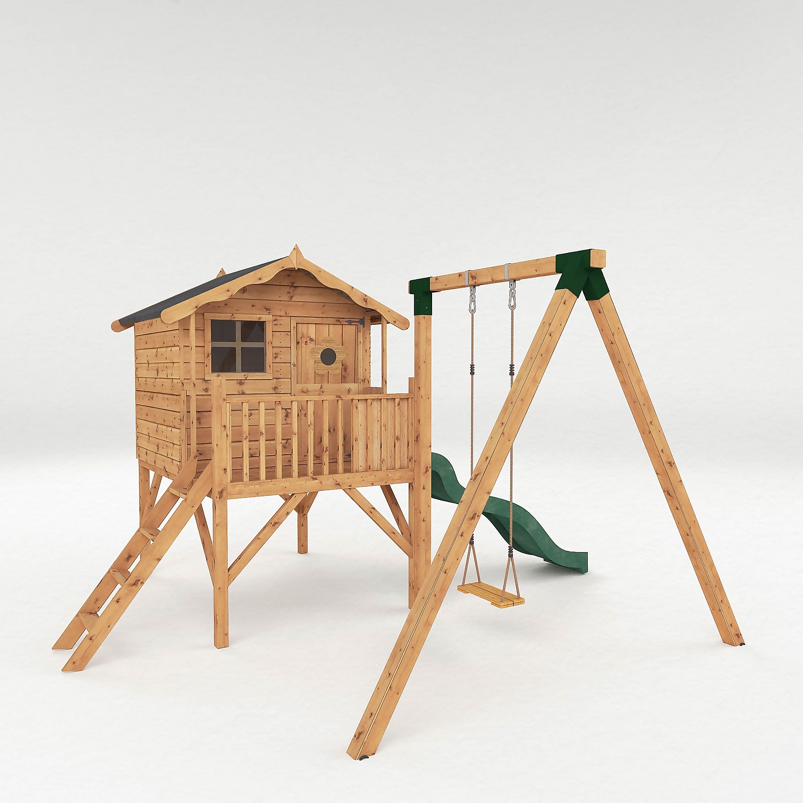 Photo of Mercia 12ft X 13ft Tulip Playhouse With Tower- Slide And Swing - Installation Included