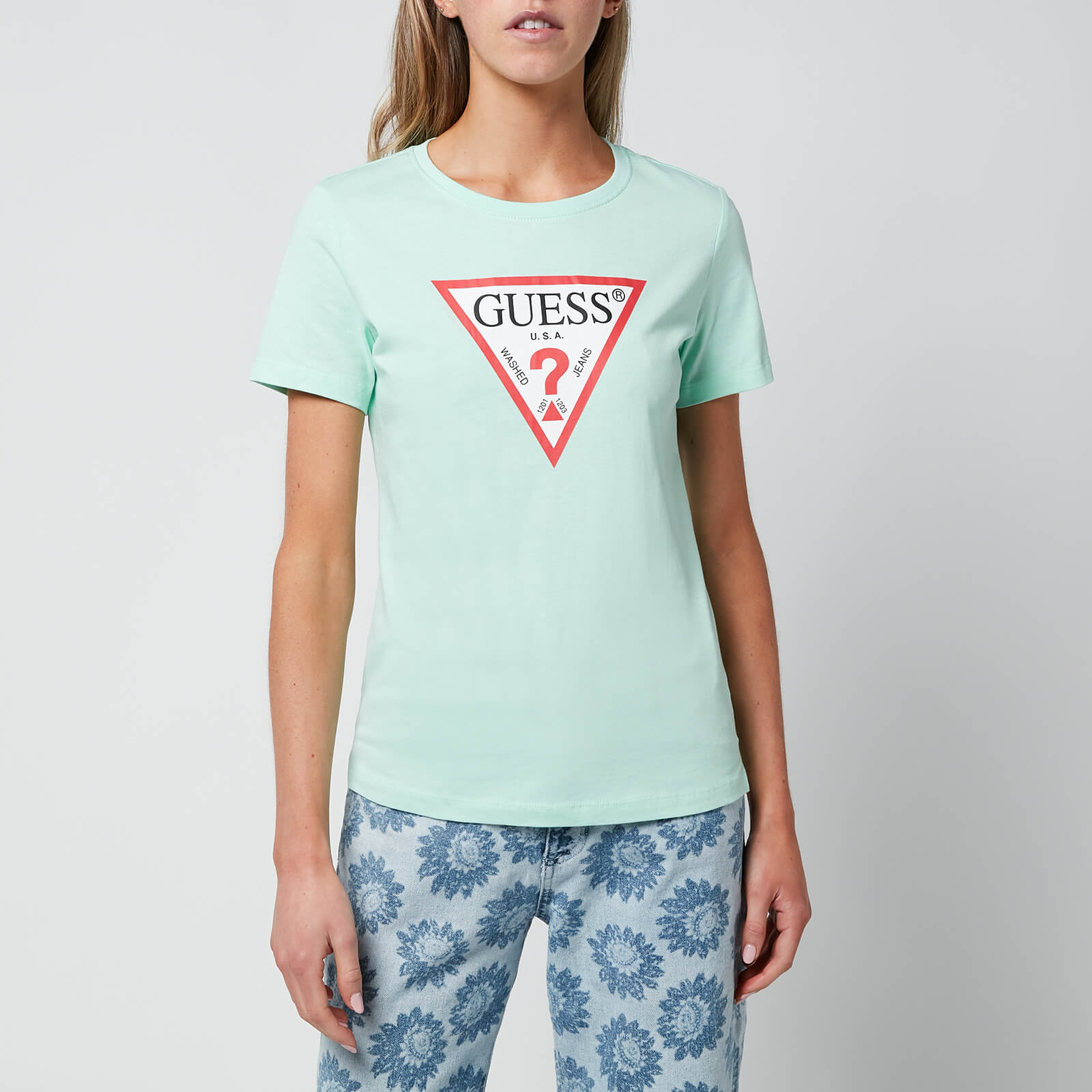 Guess Women's Short Sleeve Crewneck Original T-Shirt - Aqua Breeze - XS