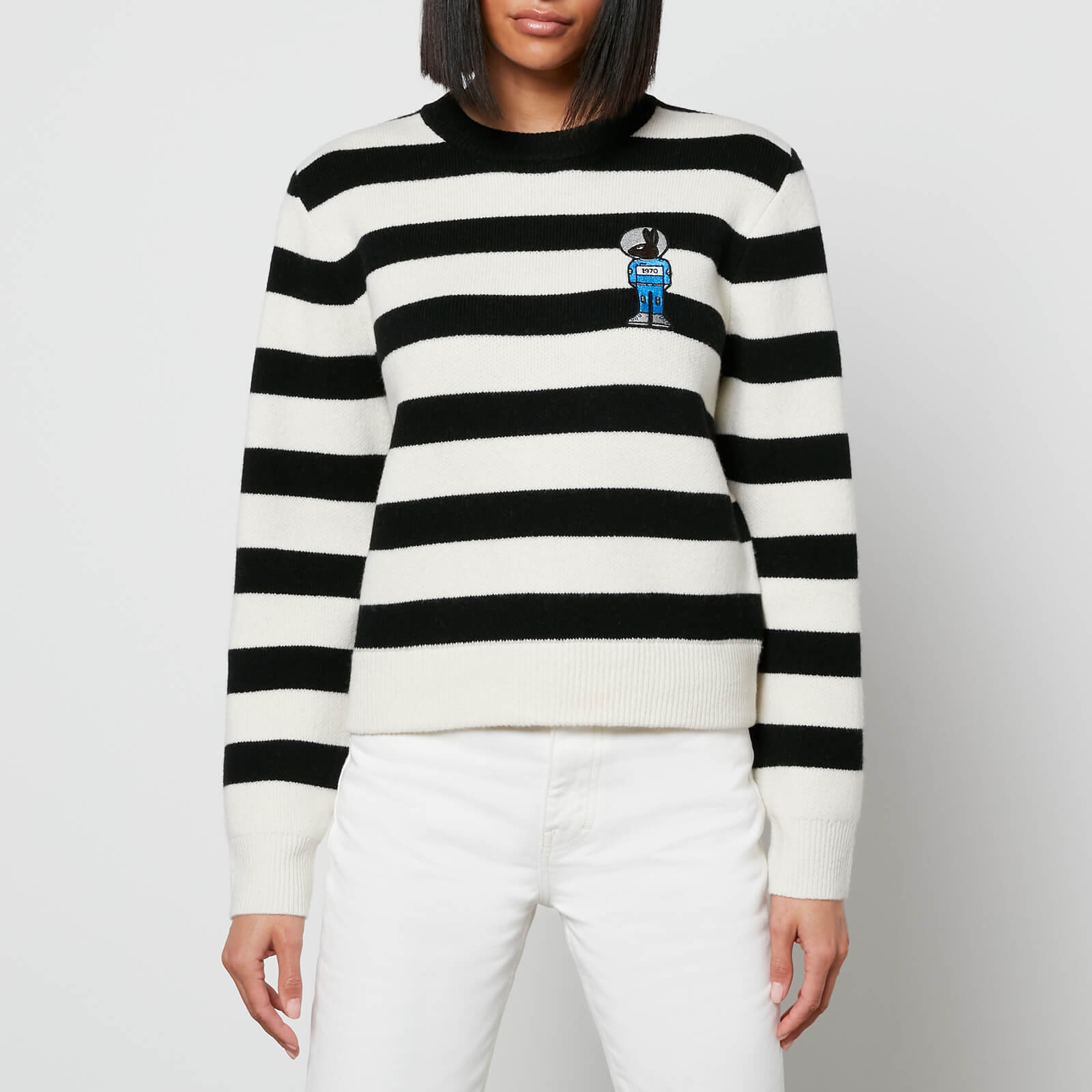 Bella Freud Women's Mythical Bunny Stripe Jumper - Ivory and Black - XS