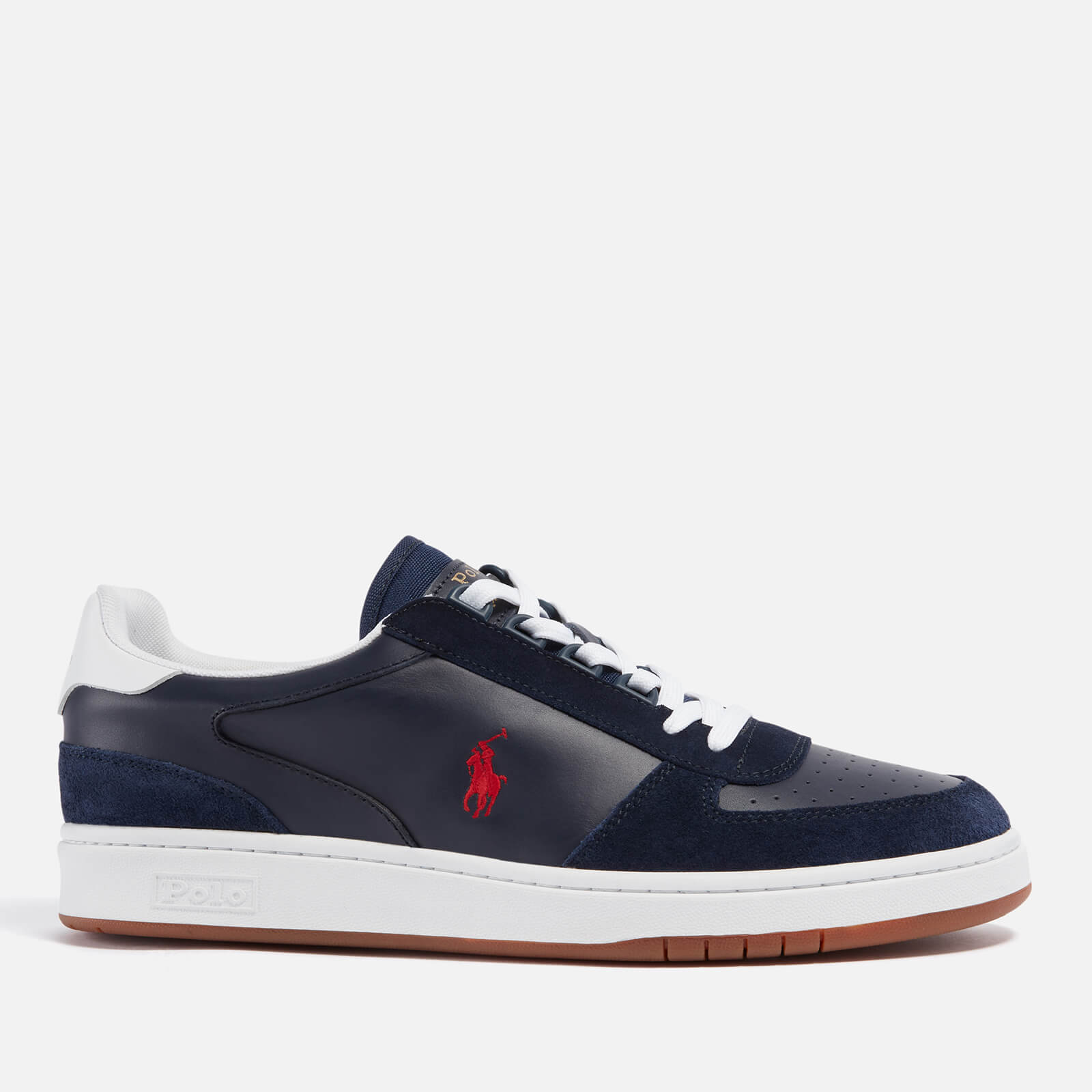 Polo Ralph Lauren Men’s Polo Court Leather/Suede Trainers - Newport Navy/RL2000 Red