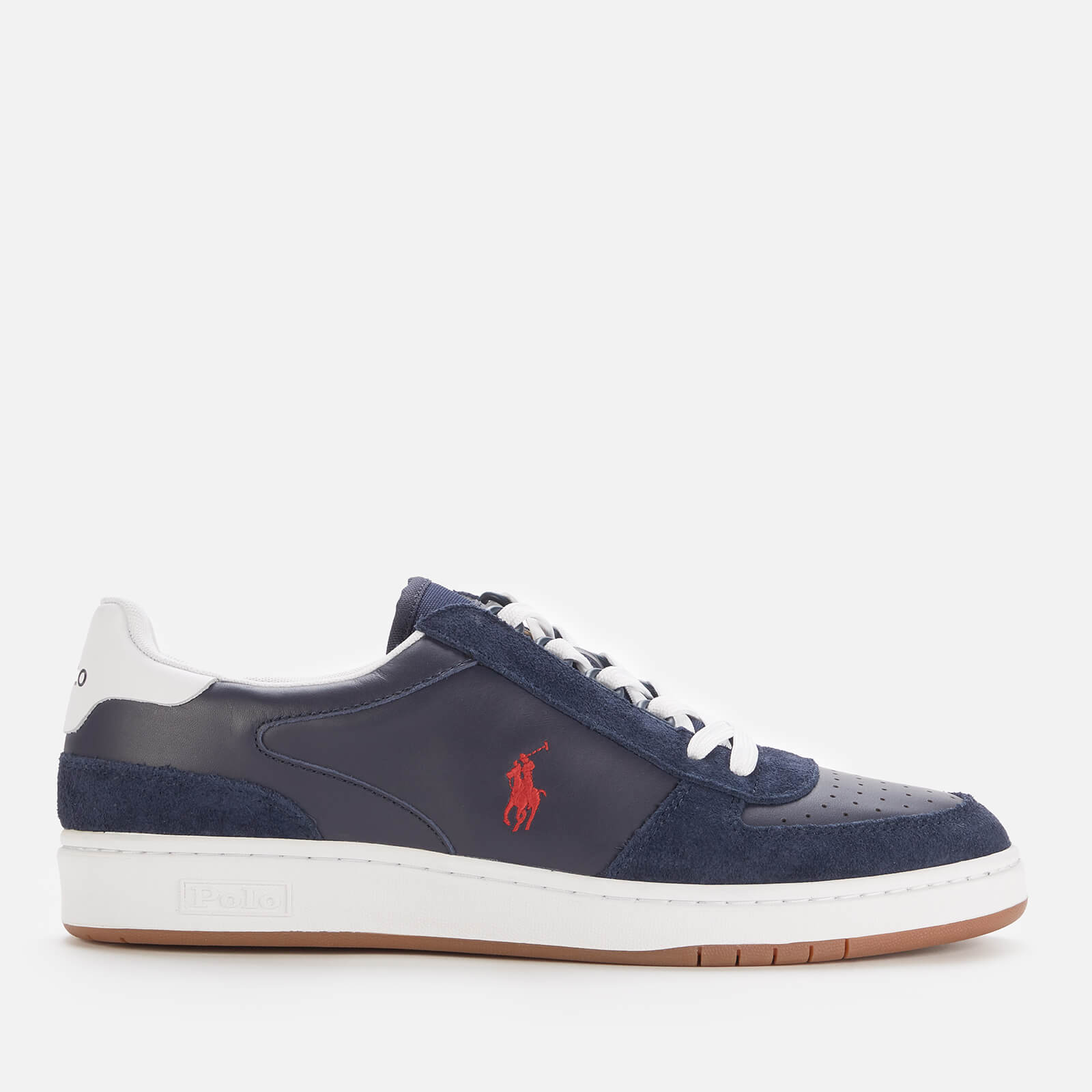 Polo Ralph Lauren Men's Polo Court Leather/Suede Trainers - Newport Navy/RL2000 Red - UK 10