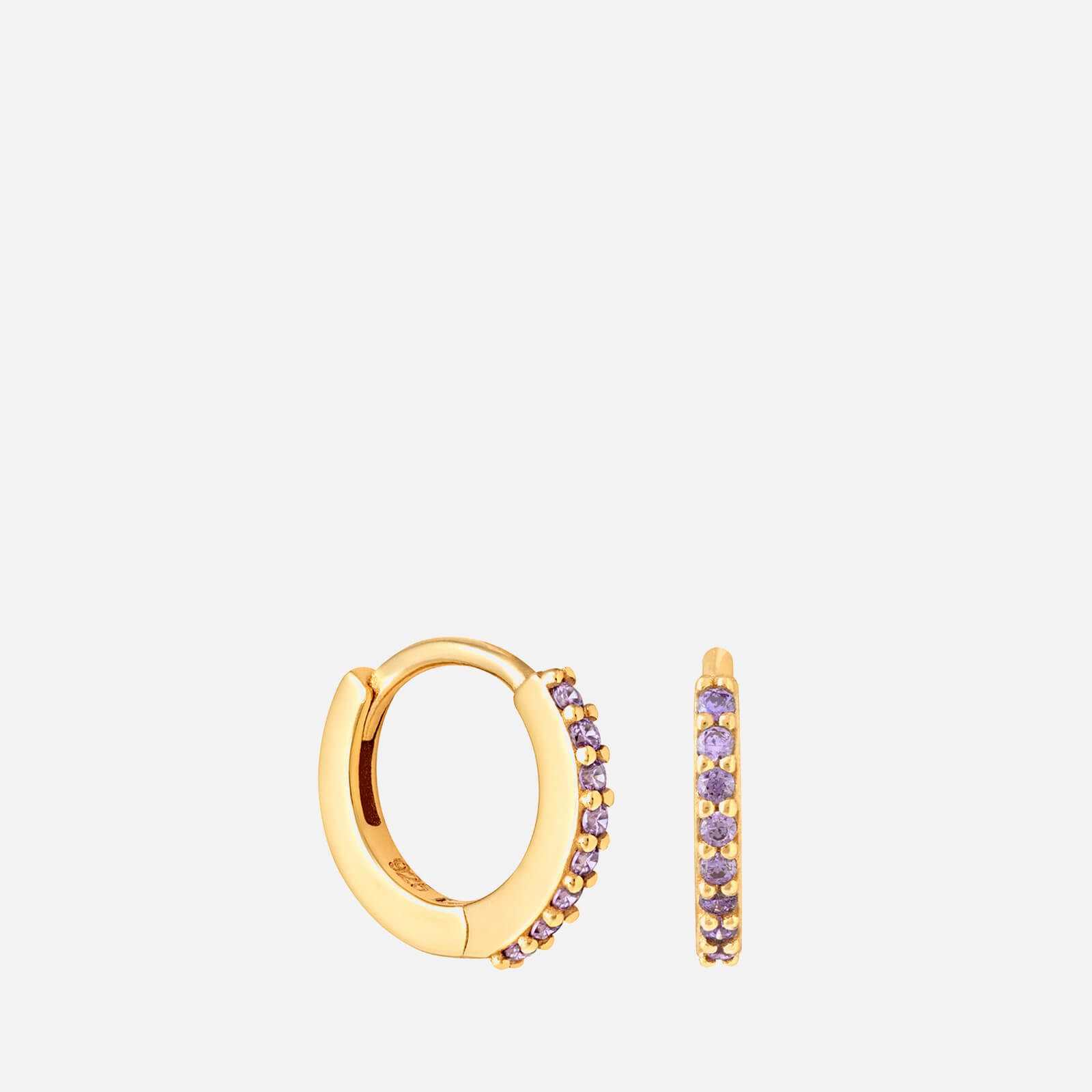 Astrid & Miyu Women's Amethyst Huggies - Gold