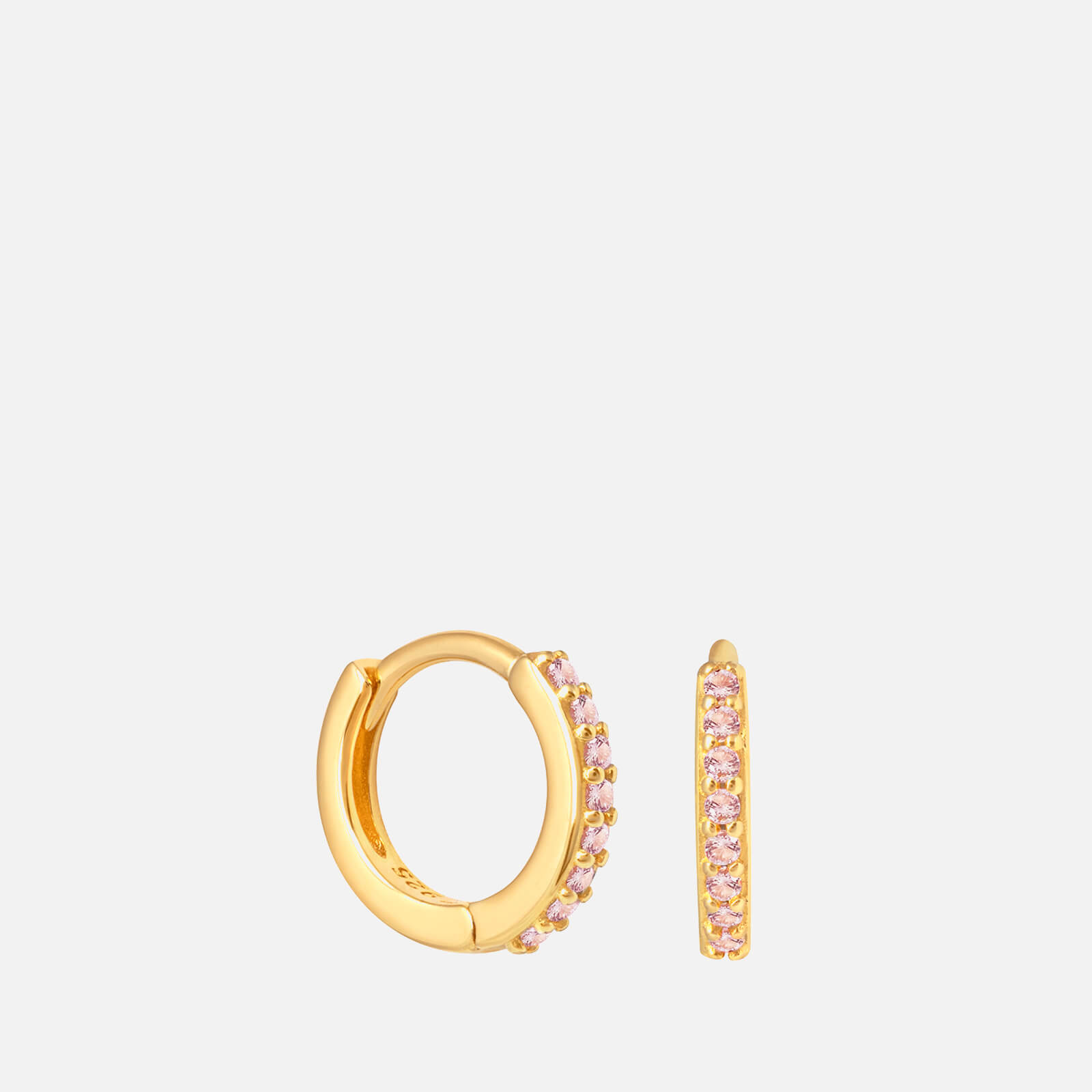 Astrid & Miyu Women's Pink Tourmaline Huggies - Gold