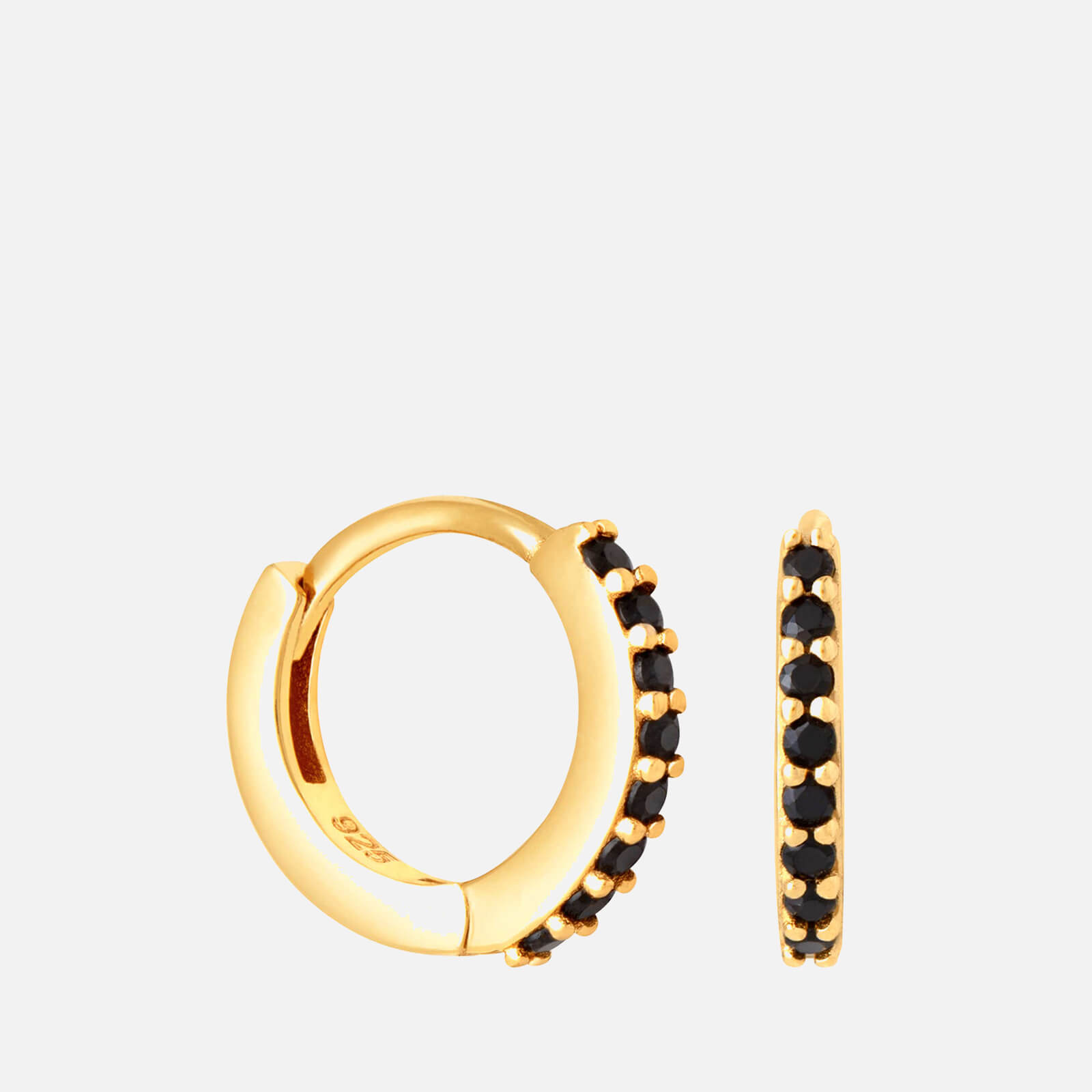 Astrid & Miyu Women's Black Gem Huggies - Gold