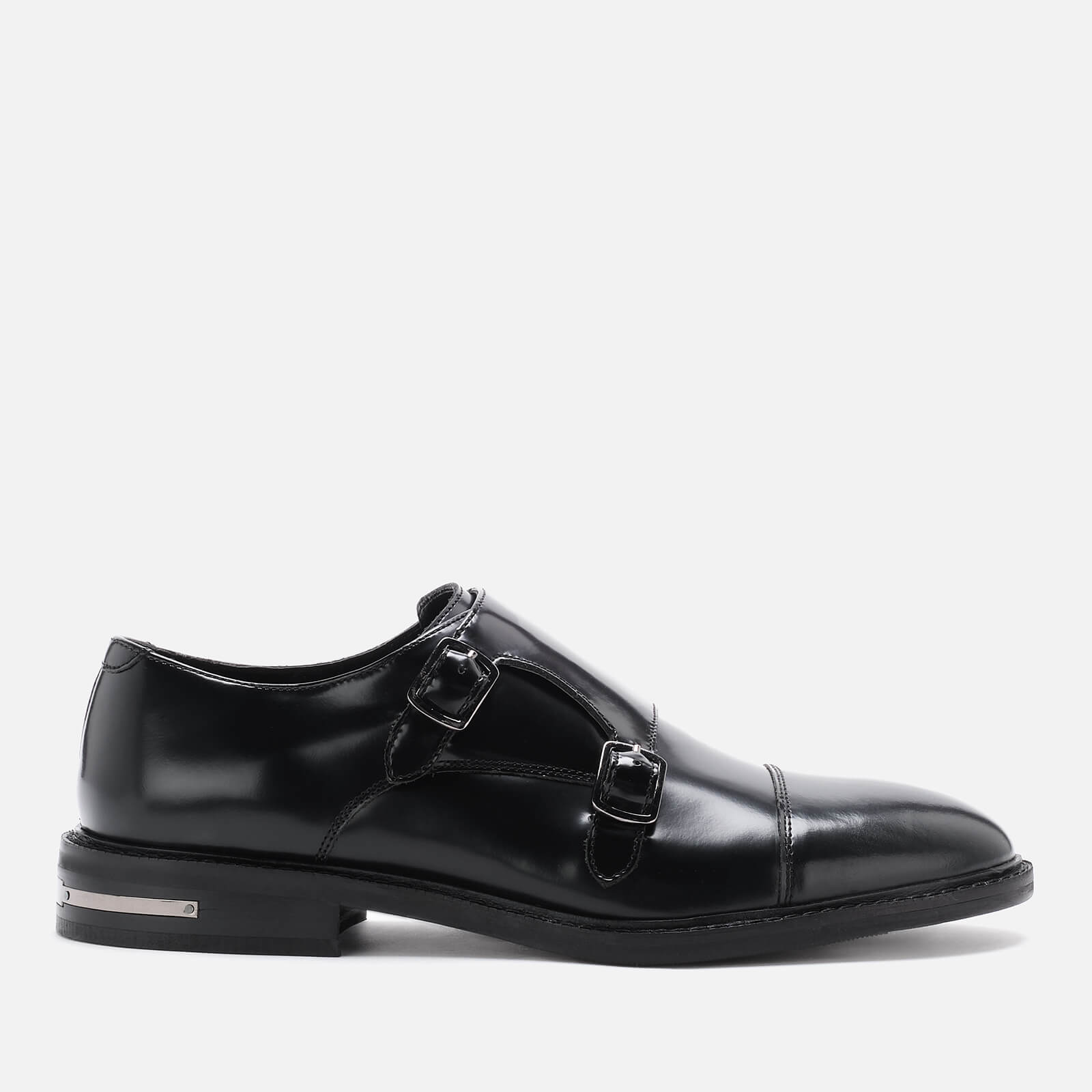 Walk London Men's Oliver Leather Monk Shoes - Black - UK 7