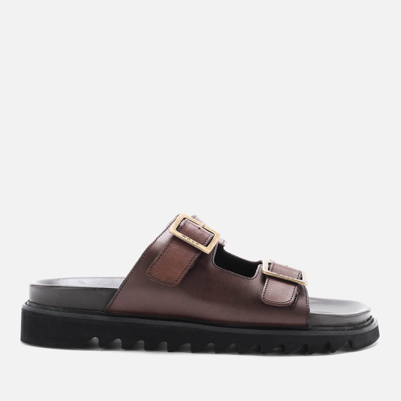 Walk London Men’s Jaws Leather Double Strap Sandals - Brown