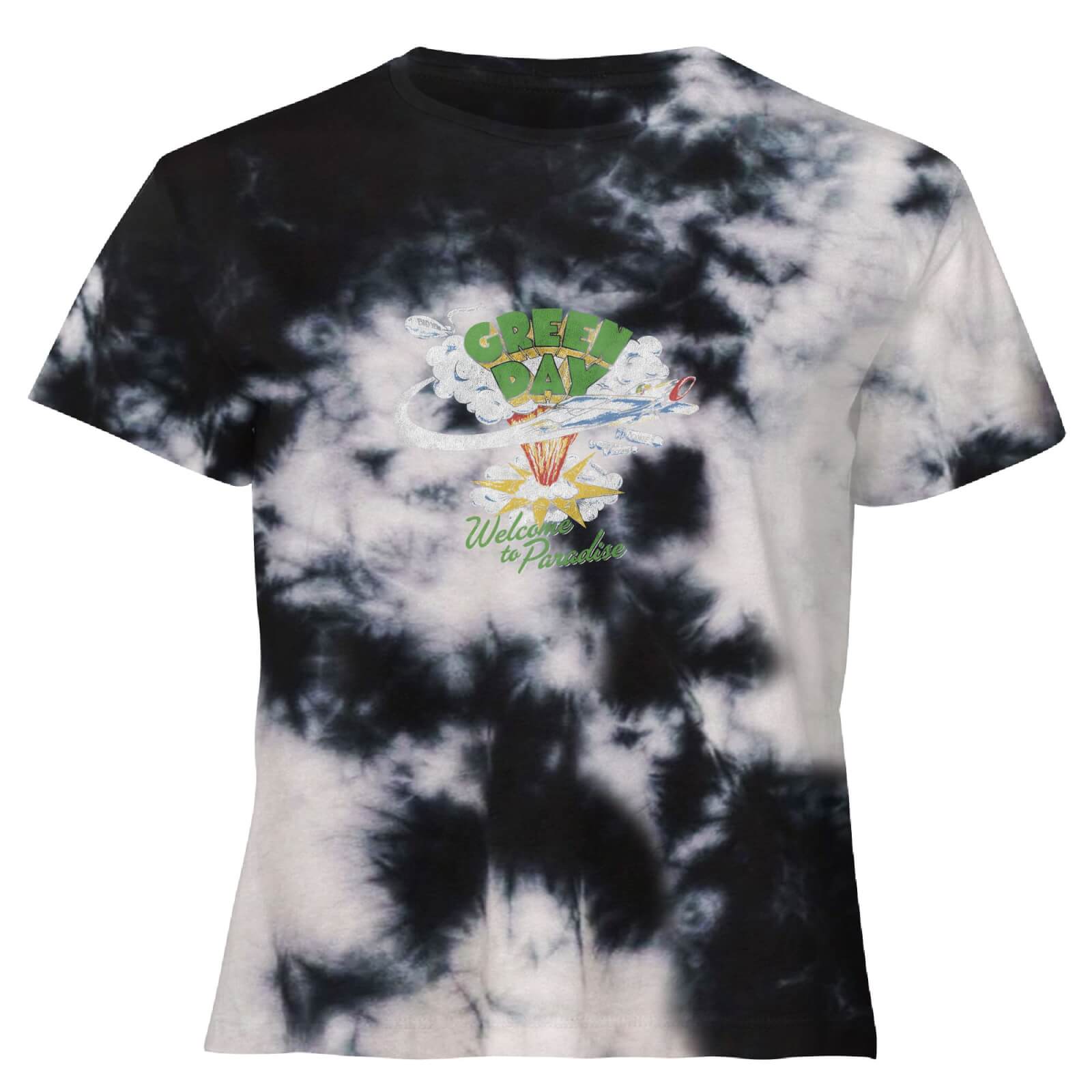 Green Day Paradise Women's Cropped T-Shirt - Black Tie Dye - XL