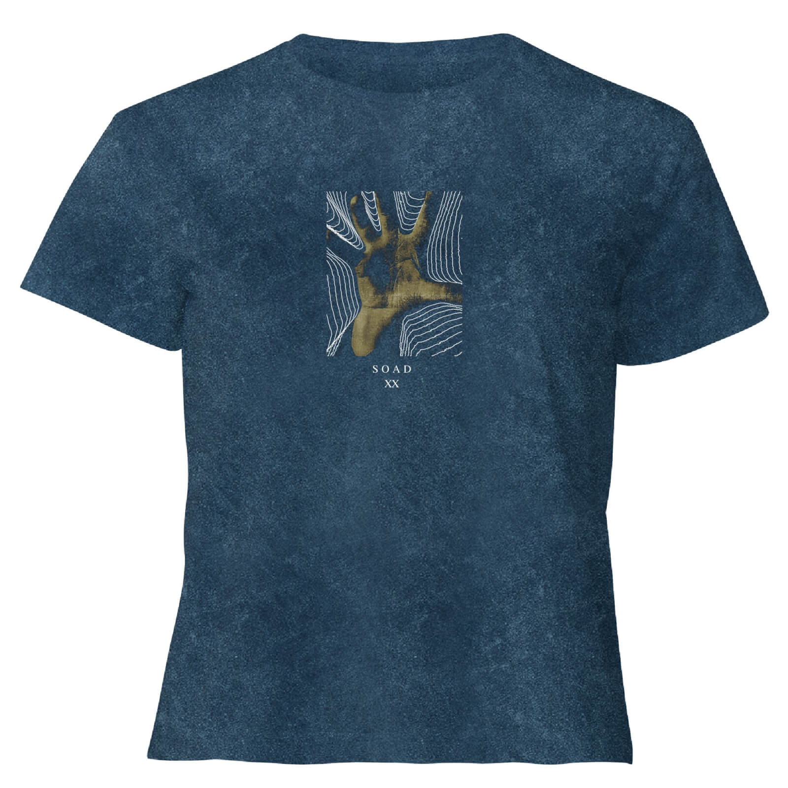 System Of A Down Hand Women's Cropped T-Shirt - Navy Acid Wash - M