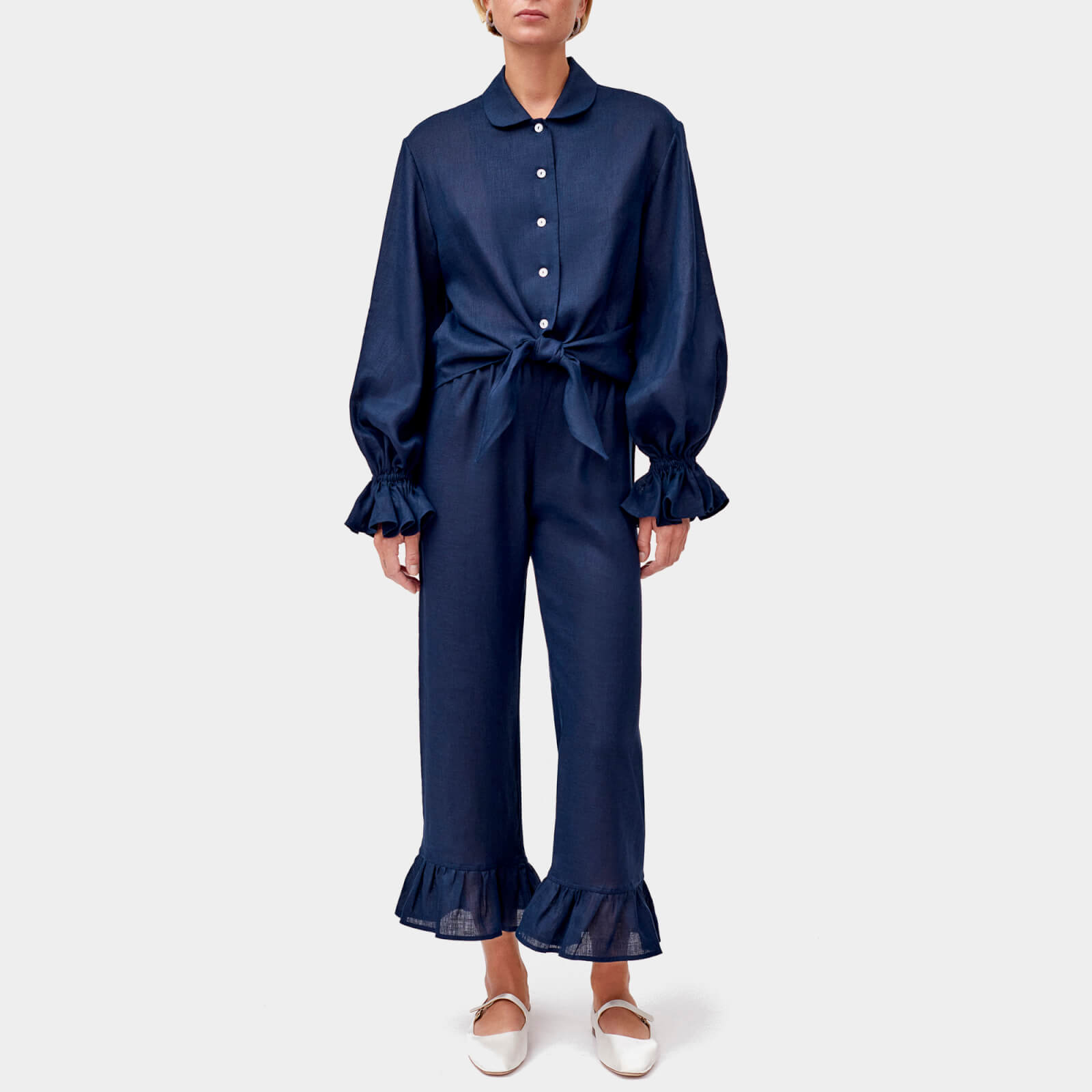 Sleeper Women's Rumba Linen Lounge Suit - Navy - XS