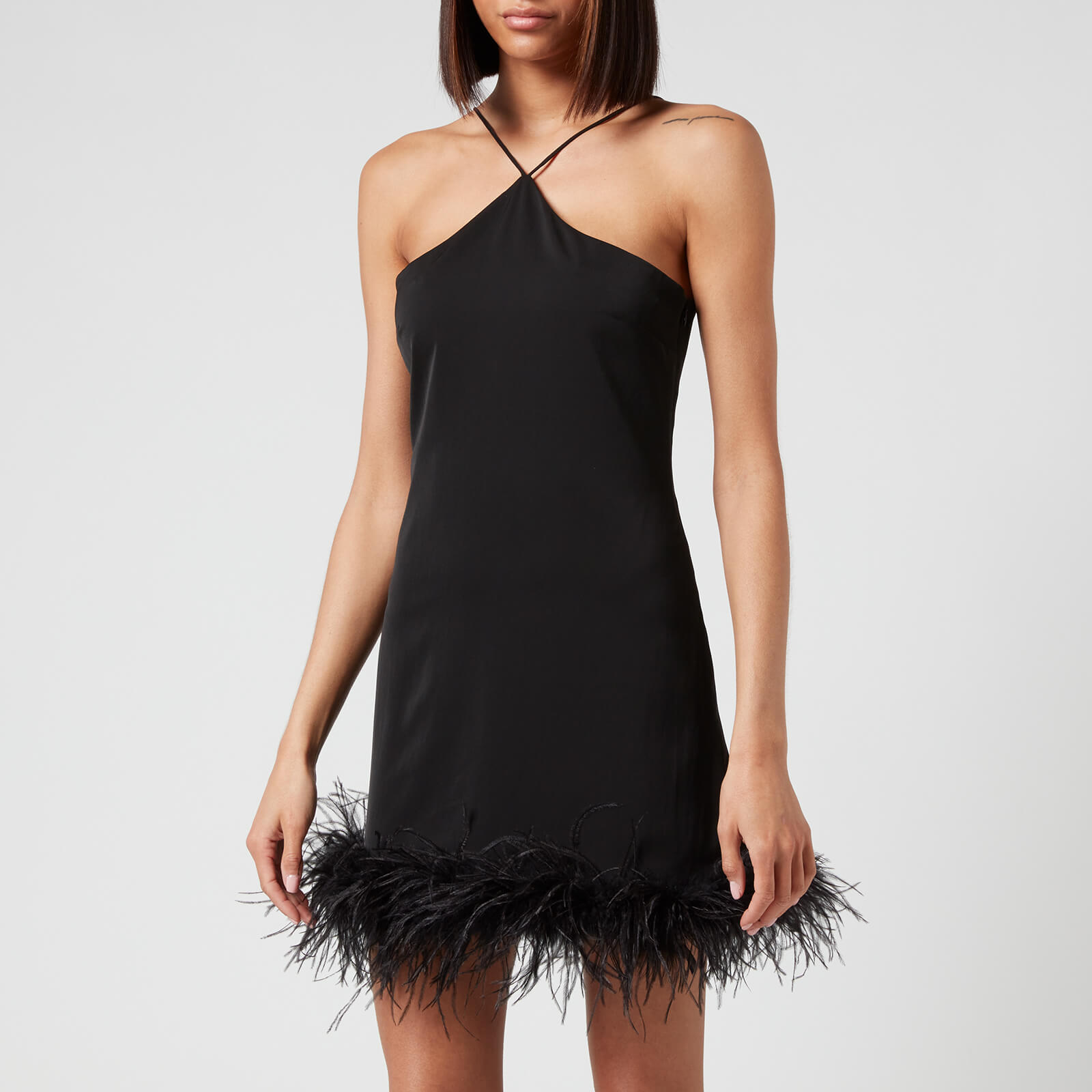 De La Vali Women's Cadillac Dress - Moss Crepe/Feathers Black - UK 8