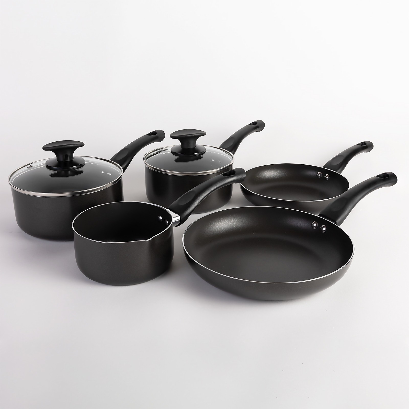 Photo of Prep & Cook 5 Piece Black Aluminium Saucepan Set