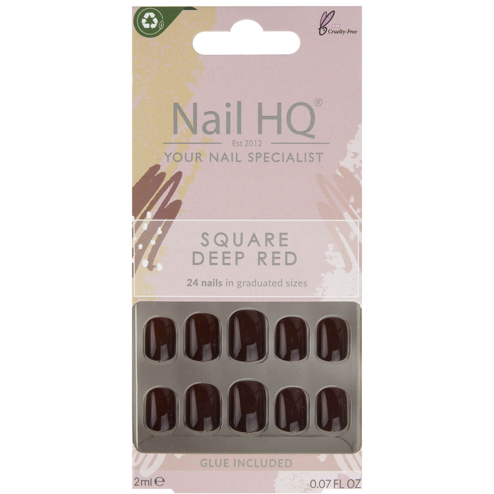 Nail Hq Square Nails Deep Red (24 Pieces)