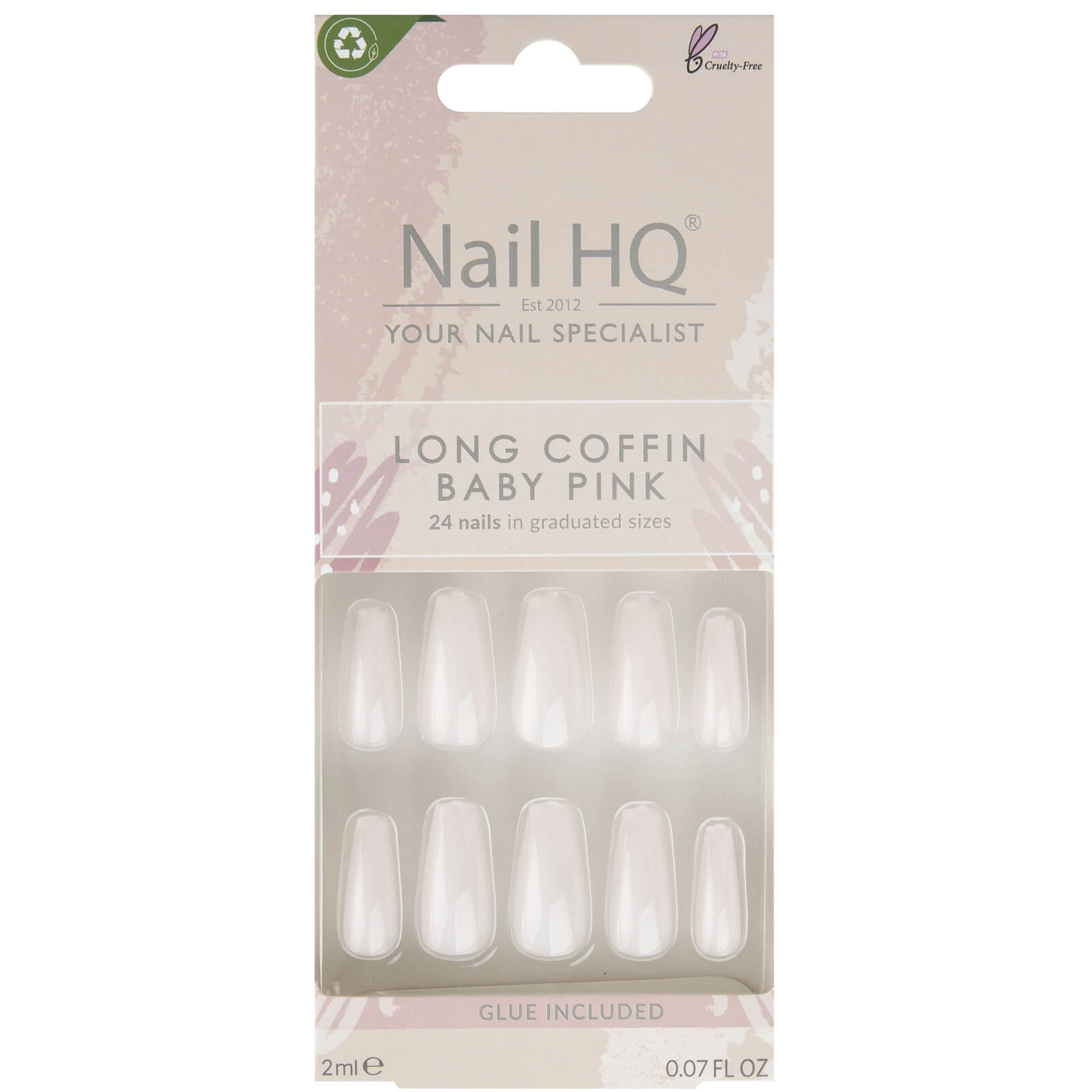 Nail Hq Long Coffin Baby Pink Nails (24 Pieces)