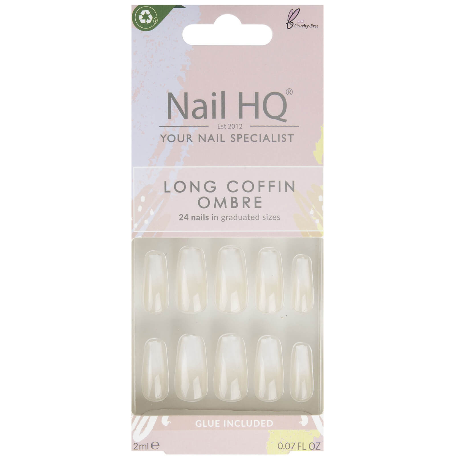 Nail Hq Long Coffin Ombre Nails (24 Pieces)