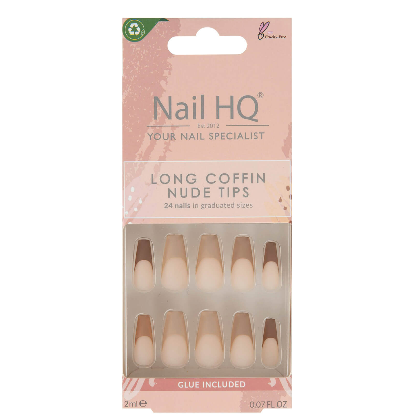 Nail Hq Long Coffin Nude Tip Nails (24 Pieces)