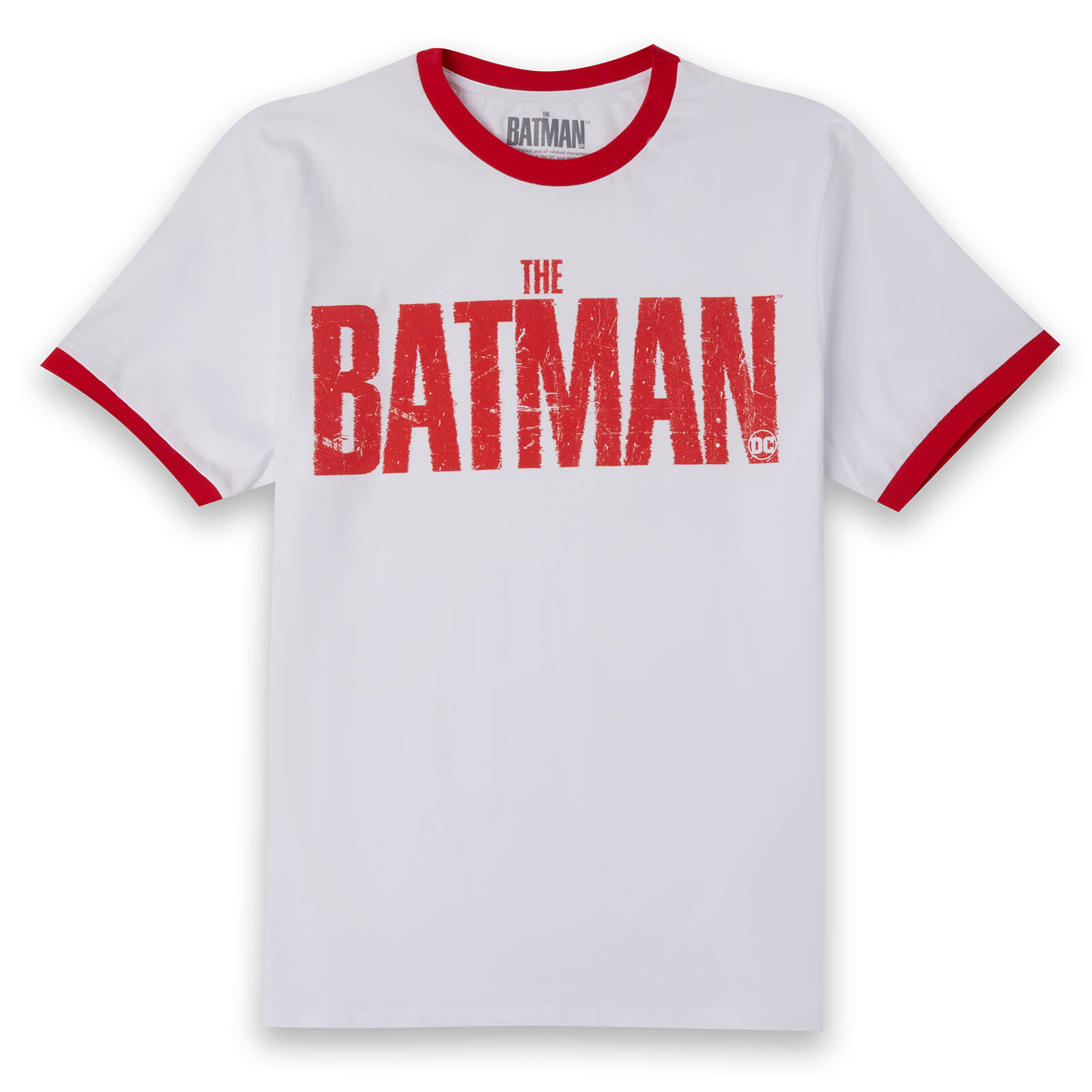 The Batman Core Logo Unisex Ringer T-Shirt - White/Red - XL