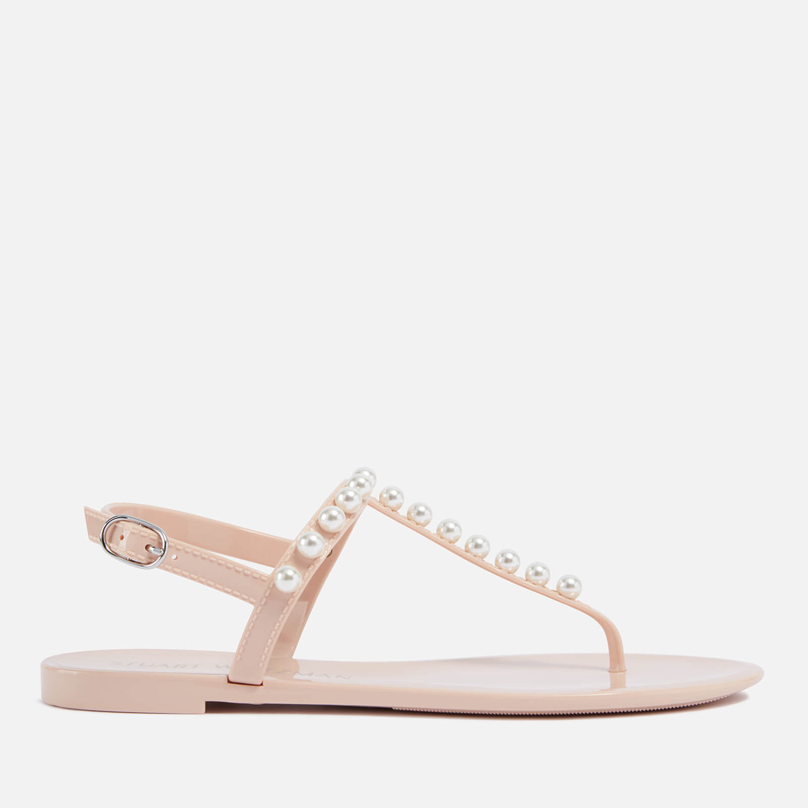 Stuart Weitzman Goldie Faux Pearl-Embellished Rubber Sandals - UK 8.5