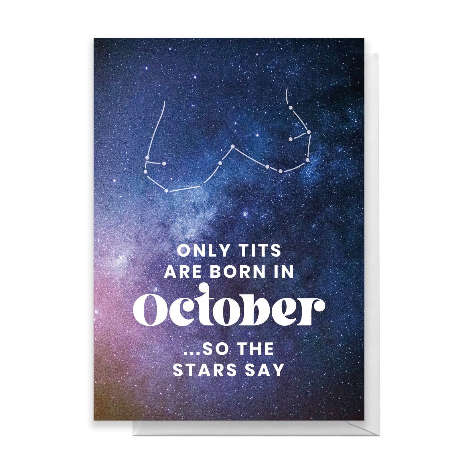 Only Tits Are Born In October Greetings Card - Large Card