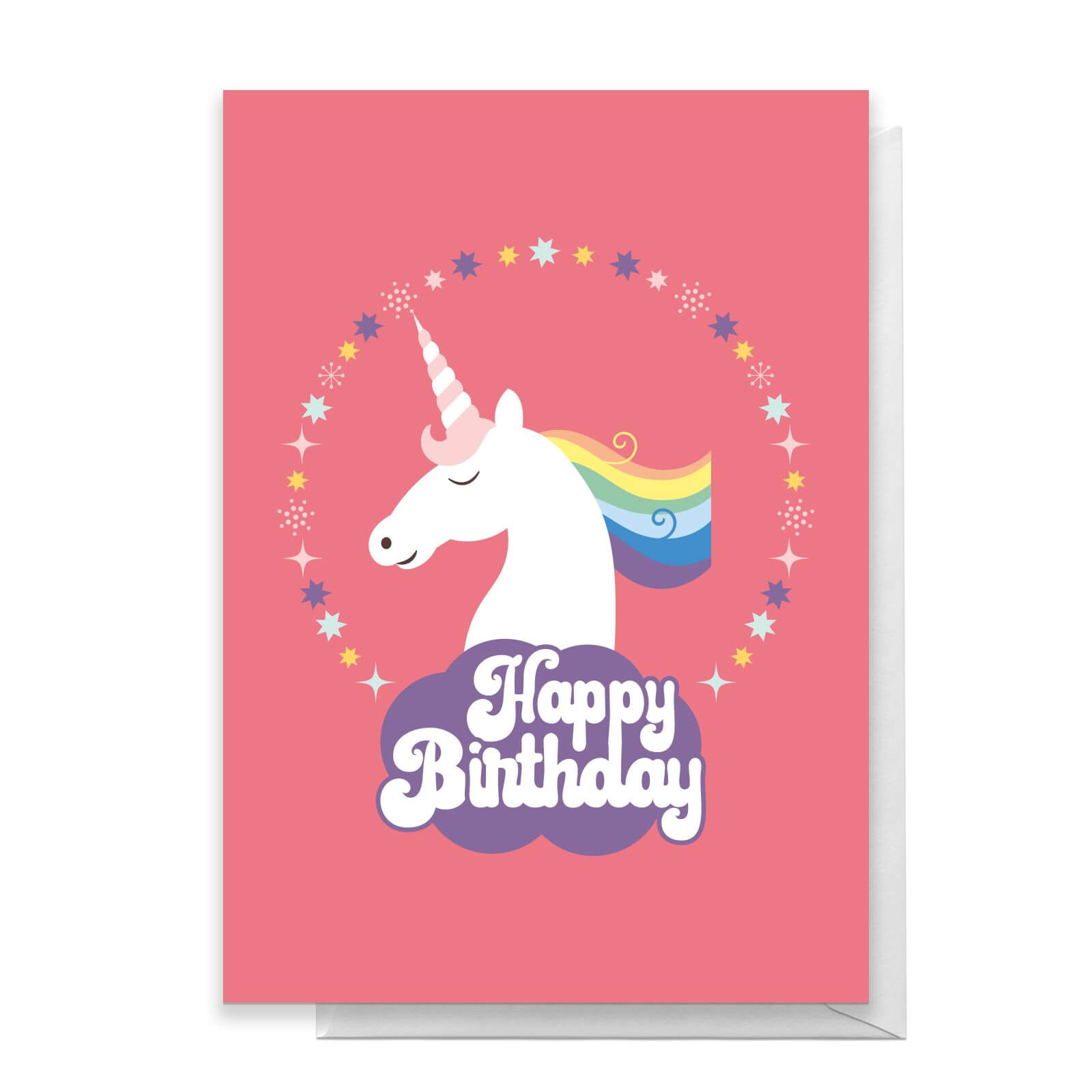 Unicorn Stars Happy Birthday Greetings Card - Large Card