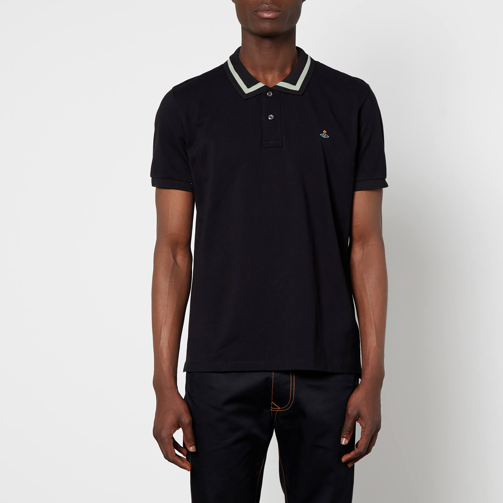 Vivienne Westwood Men's Stripe Collar Classic Polo Shirt - Black - S