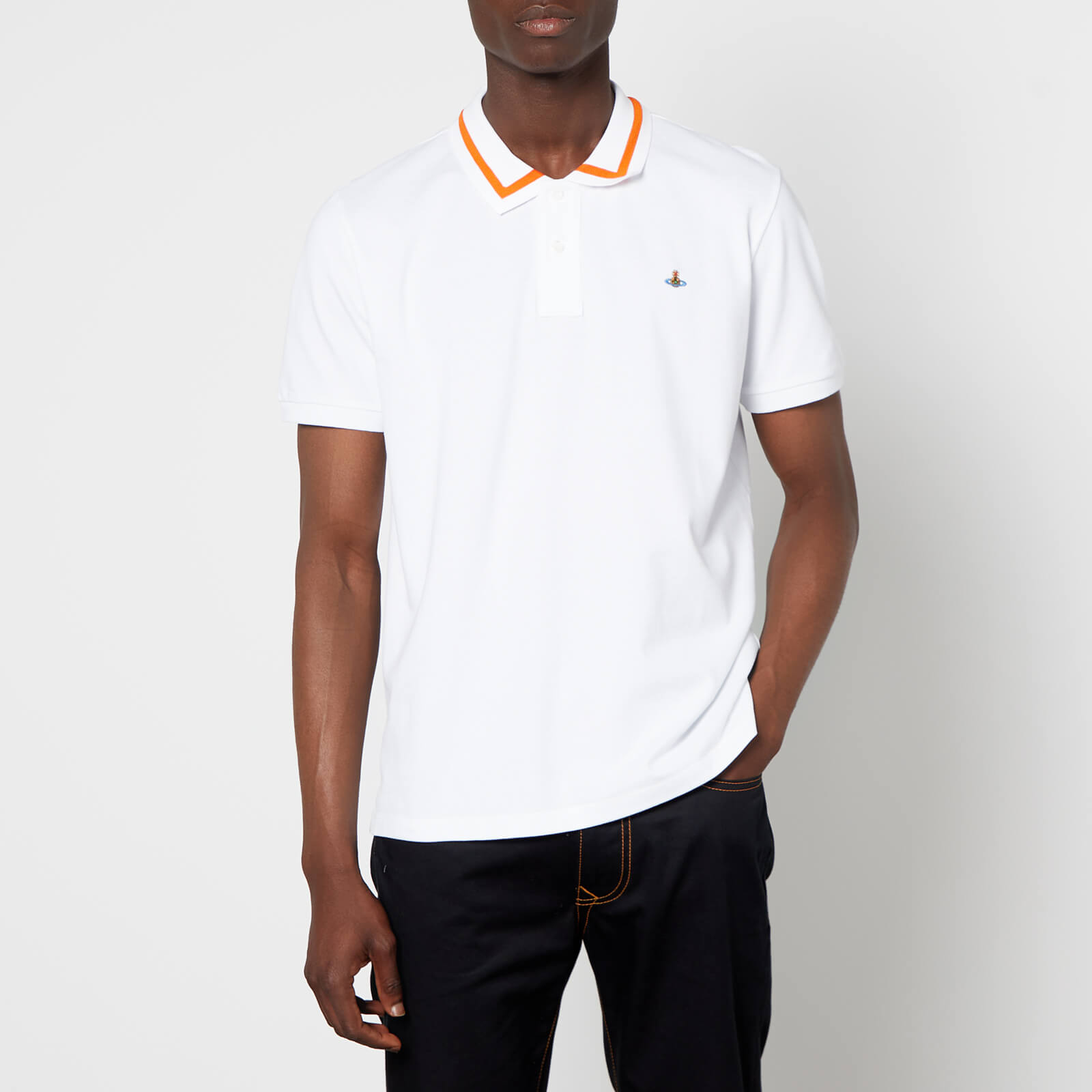 Vivienne Westwood Men's Stripe Collar Classic Polo Shirt - White - S