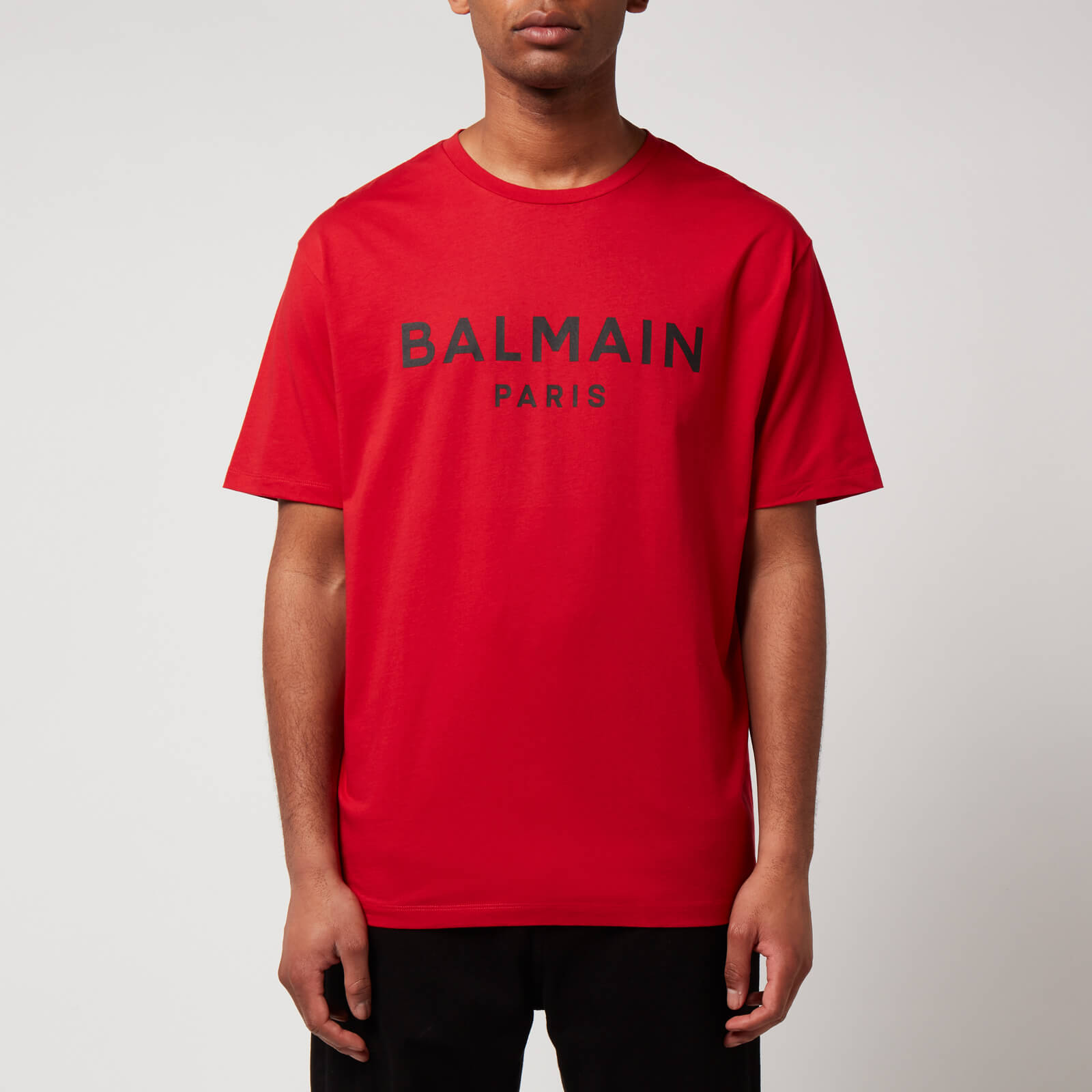 balmain men's printed t-shirt - red/black - l