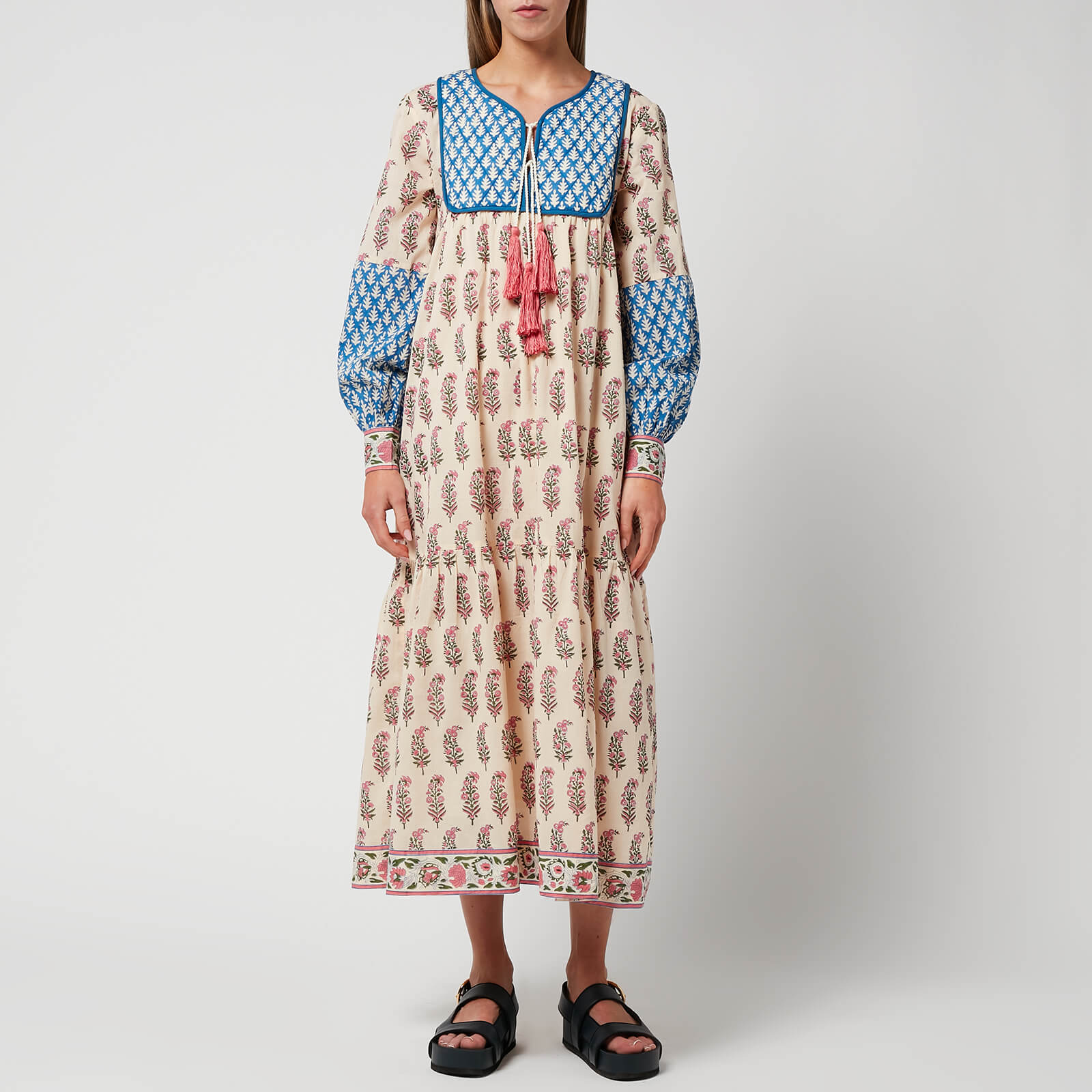 SZ Blockprints Women's Jodhpur Dress In Phool Print - Faded Rose - M