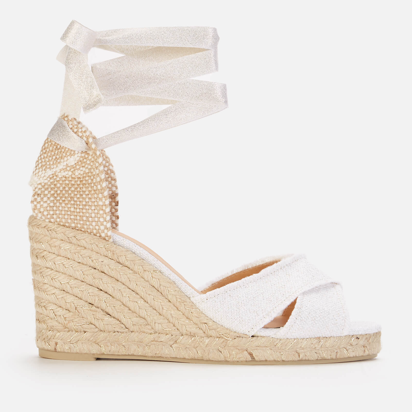 Castañer Women's Bluma 8 Wedged Espadrilles - Blanco/Oro - UK 3