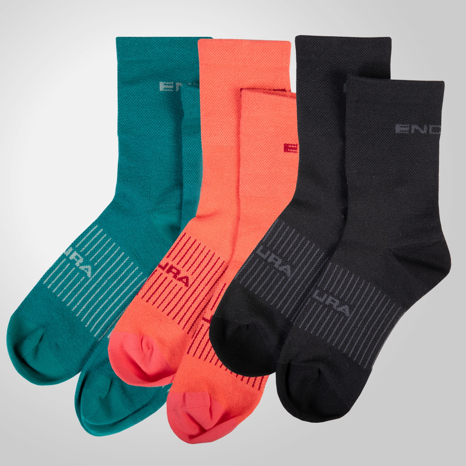 Endura COOLMAX® Stripe Socks Triple Pack - Black | Extra 10% off first order.