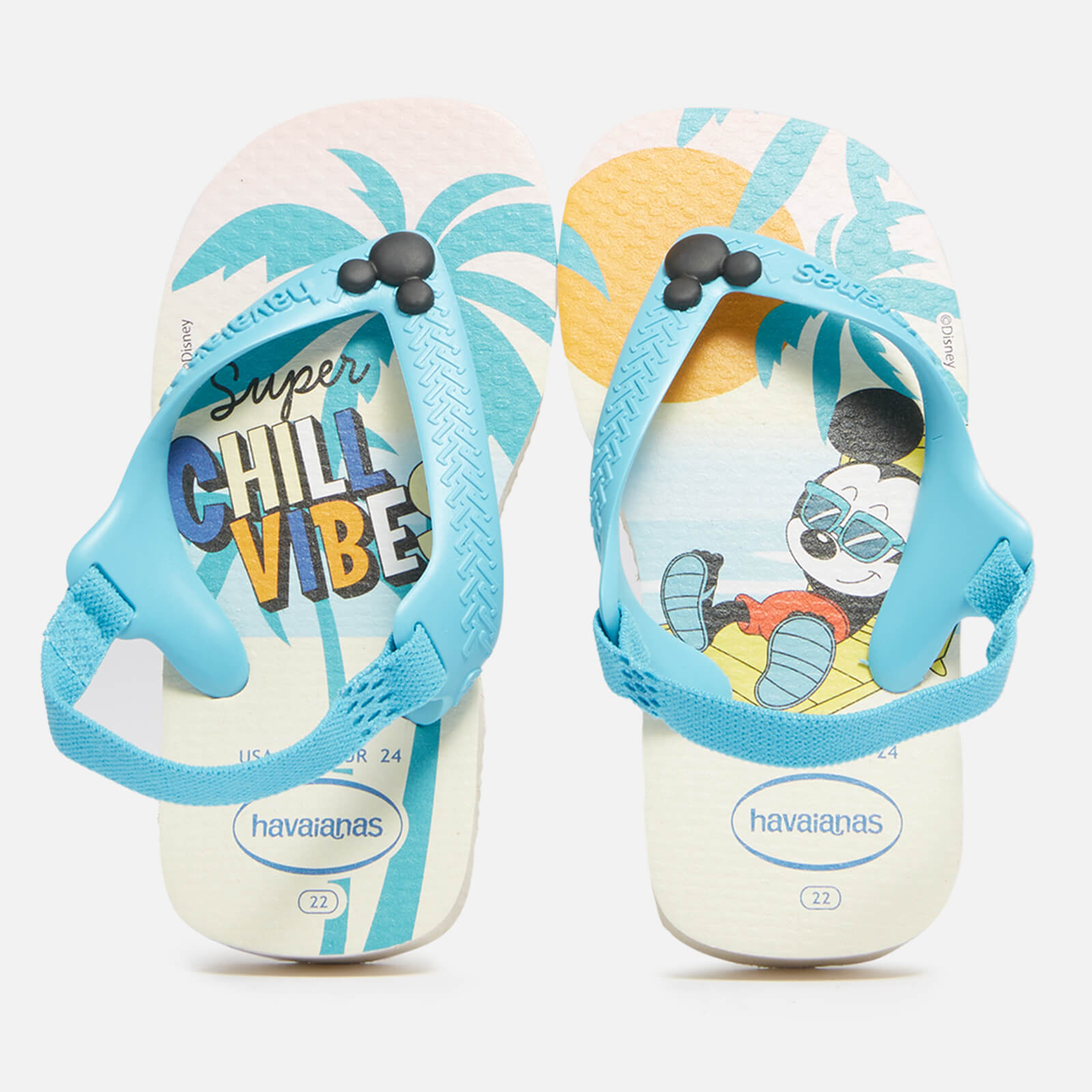 Havaianas Boys Disney Classic Flip Flops - Beige Straw Blue - UK 1-2 Baby