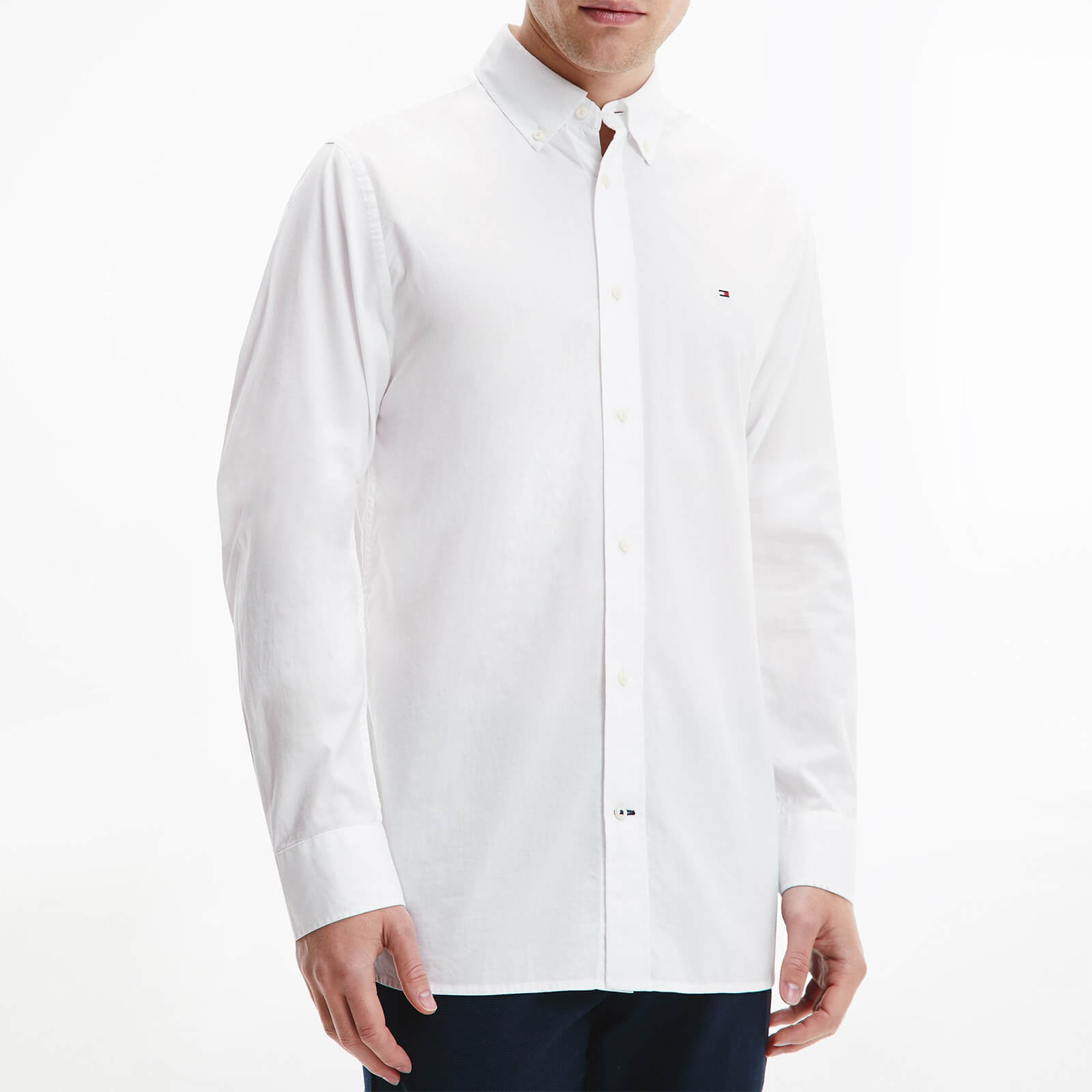 Tommy Hilfiger Men's Natural Soft Poplin Rf Shirt - White - S