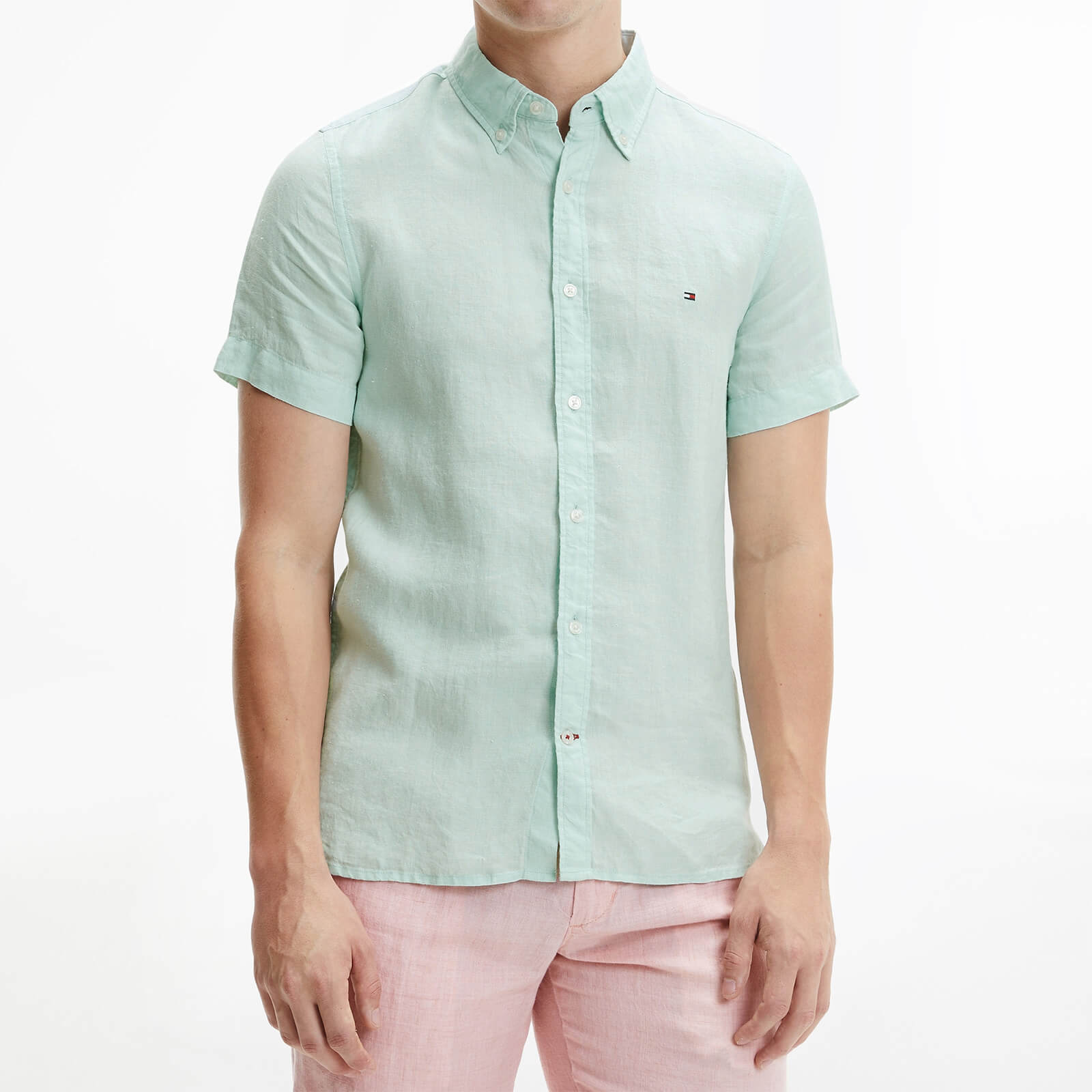 Tommy Hilfiger Men's Pigment Dyed Li Sf Shirt S/S - Ligh Green - S