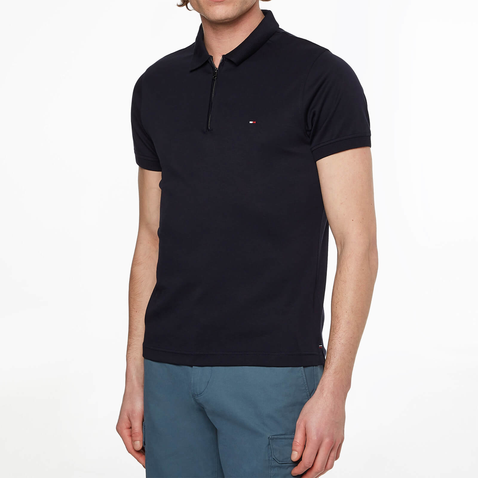 Tommy Hilfiger Men's Zip Interlock Slim Polo Shirt - Desert Sky - S