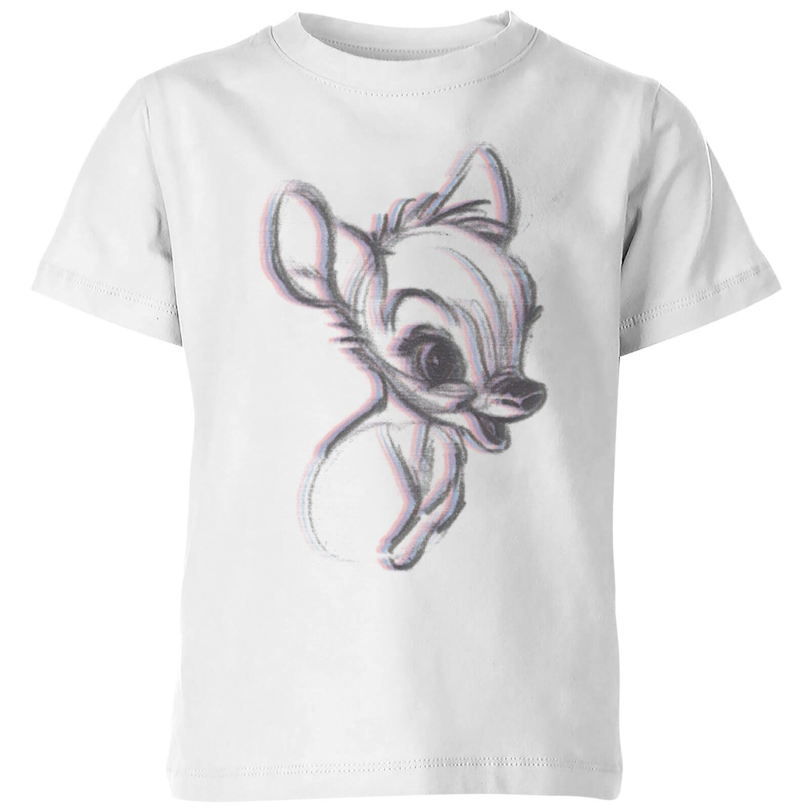 Disney Happy Bambi Sketch Kids' T-Shirt - White - 3-4 Years - White