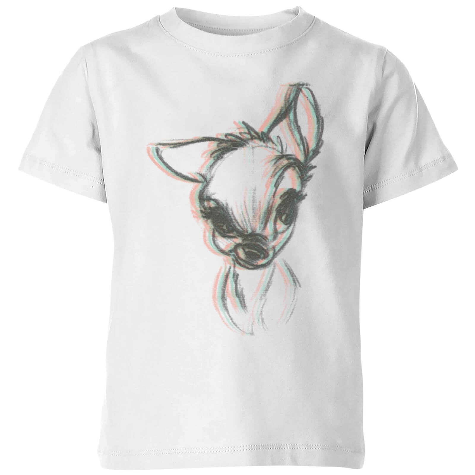 Disney Bambi Watercolour Sketch Kids' T-Shirt - White - 11-12 Years - White