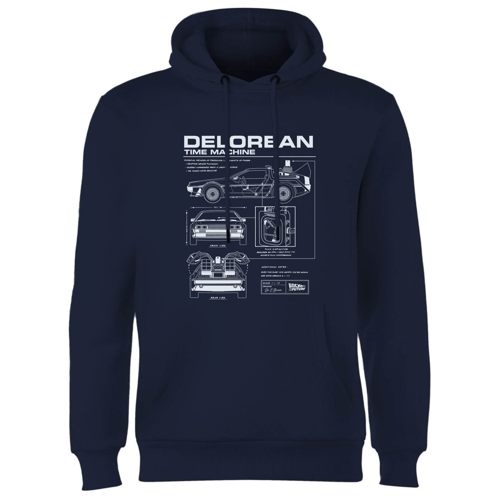 Back to the future Delorian Schematic Hoodie - Navy - S